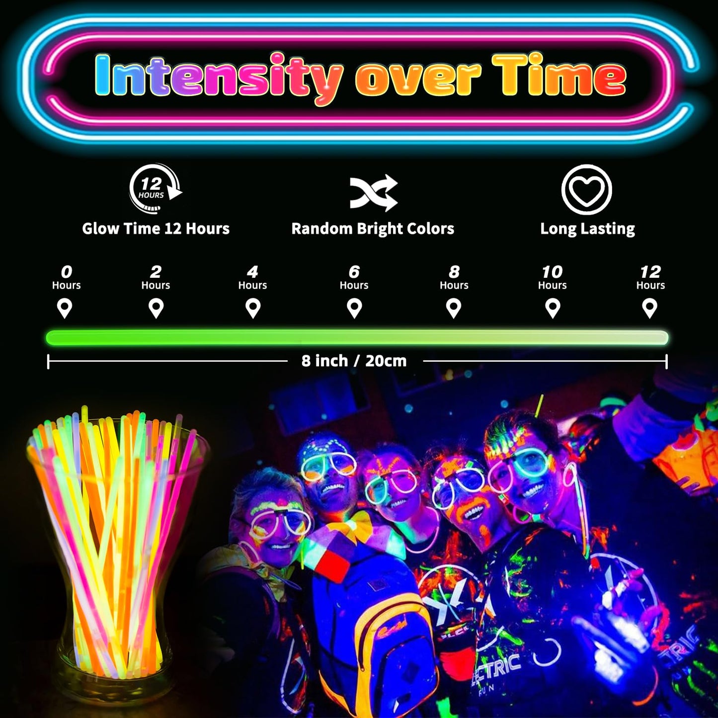 400 PCS Glow Sticks Bulk, Light Up Party Favors Neon Glow Bracelets and Glow Necklaces with Connectors, Glow in The Dark Sticks, Easter, Christmas, Halloween Party Supplies Pack, Party Favors for Kids