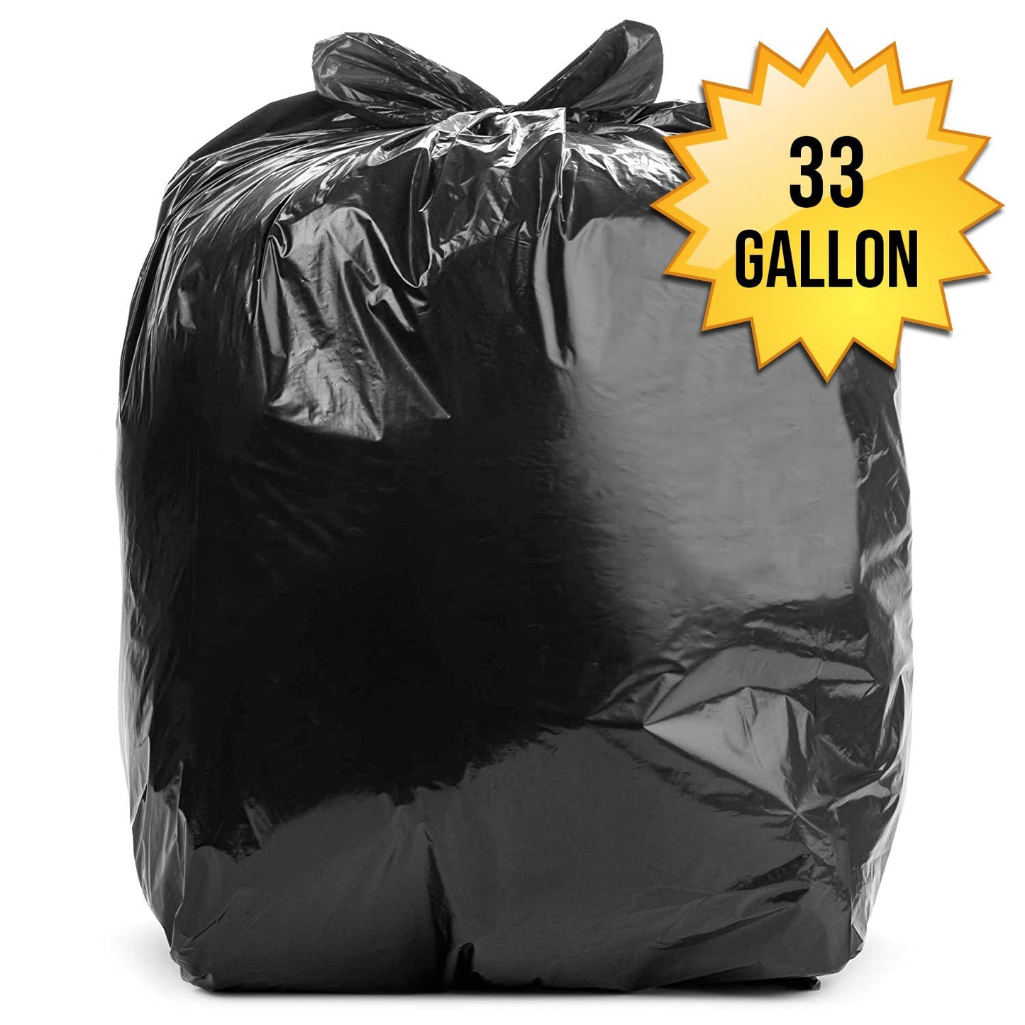 Aluf Plastics 33 Gallon 1.7 MIL (eq) Black Heavy Duty Trash Can Liners - 33" x 39" - Pack of 100 - For Contractor, Industrial, & Commercial