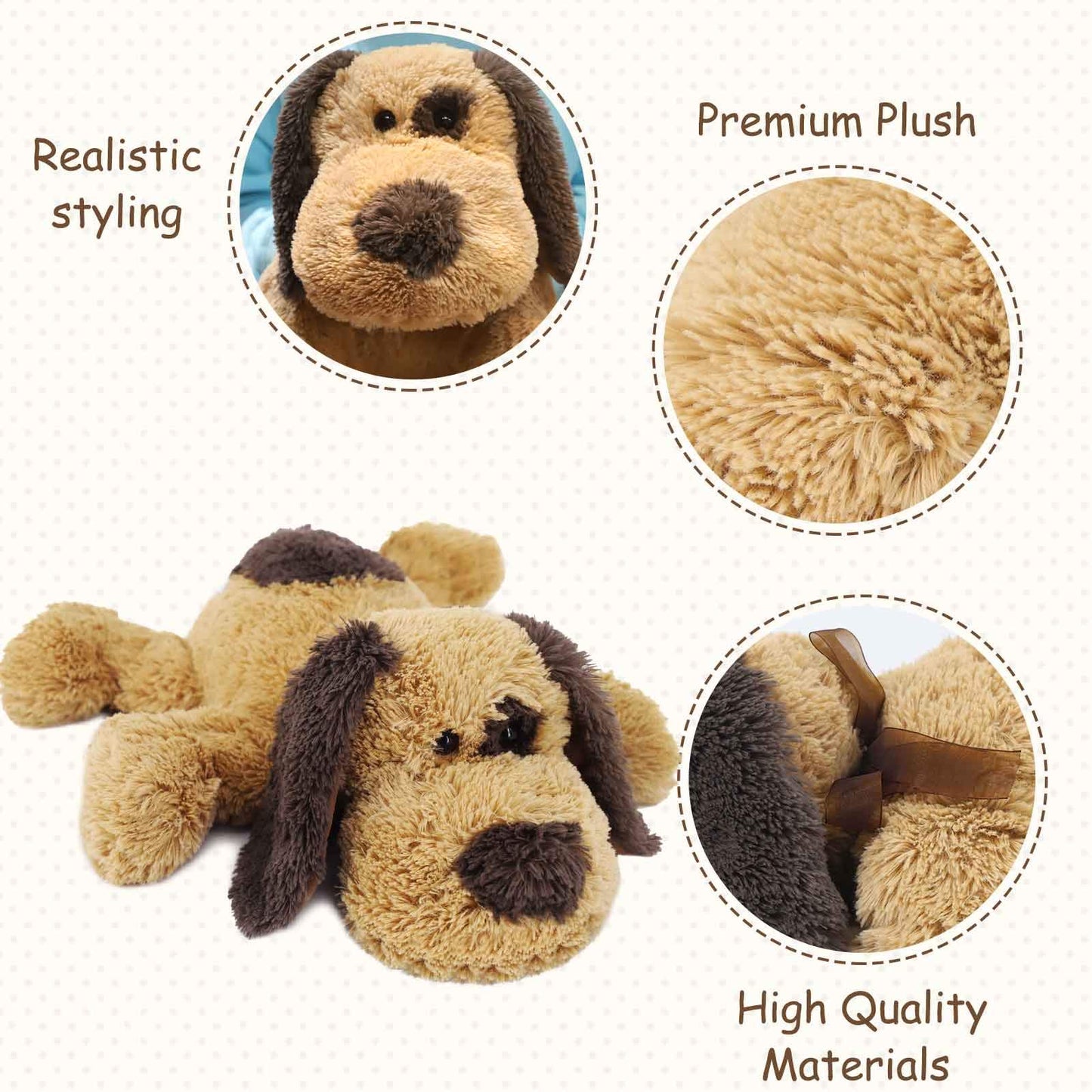 WEIGEDU Floppy Stuffed Dog Puppy Plush Toy, Huggable Beagle Labrador Retriever Stuffed Animal Dogs for Kids Girls Boys Baby Birthday Gift, 50.8cm, Brown