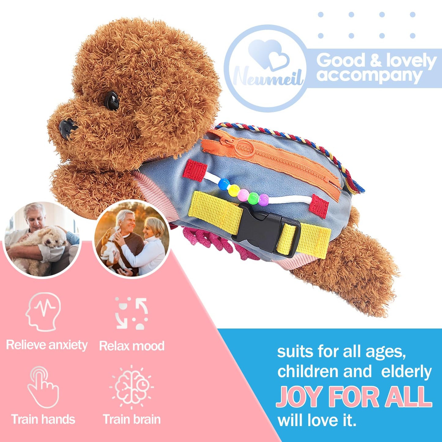 Fidget Blanket for Adults, Alzheimer's Sensory Mat for Relief Anxiety, Stress, Calming, Exercising, Sensory Activities for Nursing Home, Wheelchair, Dementia Patients