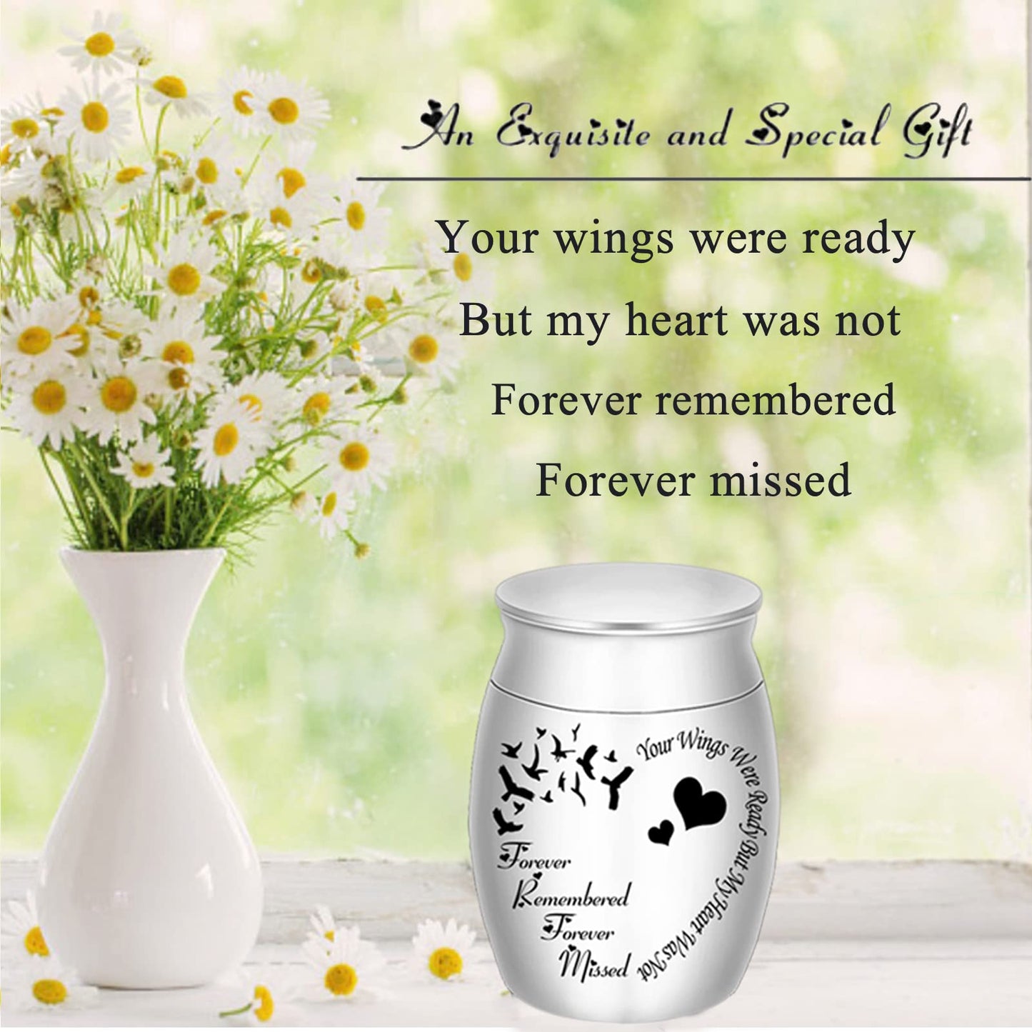 Small Urns for Ashes - Set of 4 1.57 Inch High Aluminium Mini Keepsake Urns for Human/Pet Cremation Ashes - My Mind Still Talks to You