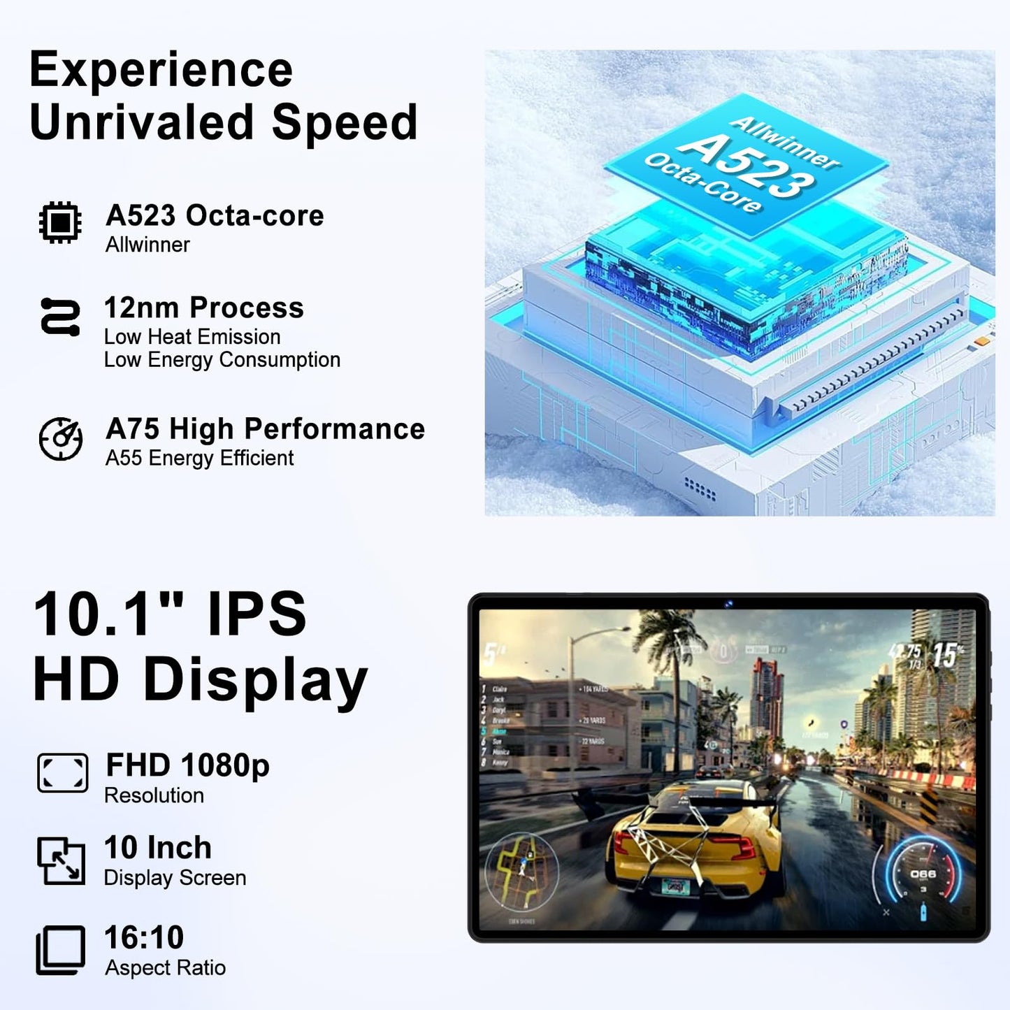 2025 Android Tablet 10.1 Inch Android 14 Tablets with 128GB ROM+18GB RAM (4+14 Virtual), 1TB Expand 2 in 1 10.1 Tablet with Keyboard, Powerful Octa-Core, WiFi 6, Black