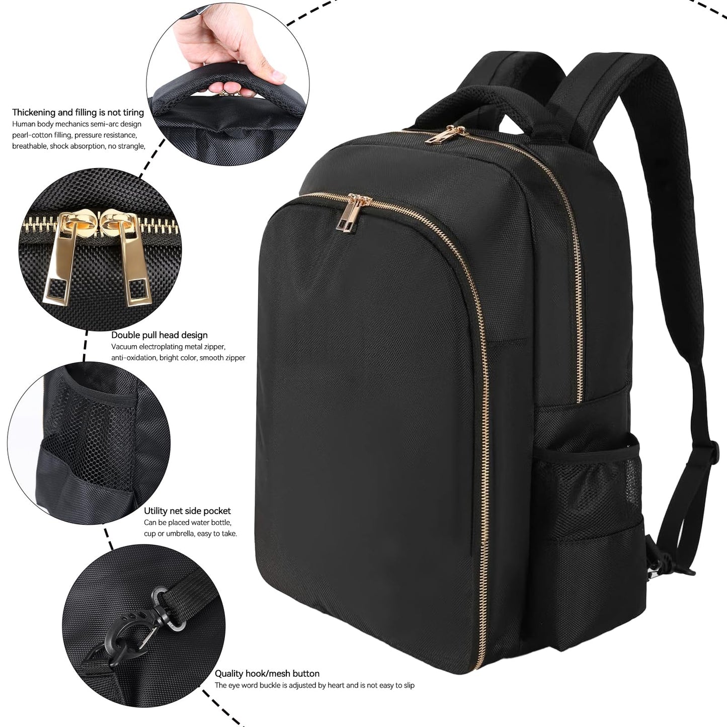 AIHOPESTO Barber Travel Backpack (Black, 17.7 x 12.6 x 7.5 inches), Air Cushion Design, Waterproof, High Capacity for Clippers and Supplies, Black, 17.7" x 12.6"x 7.5", Backpack,travel
