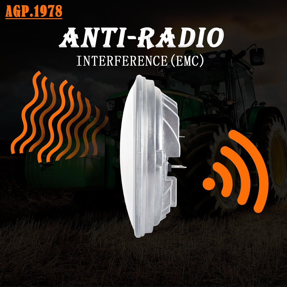 AGP.1978 2PCS Par36 LED Tractor Light Round Flood Lamp 5000K LED Work Light 12V Sealed Beam Compatible with John Deere Tractor 4430 3010… (Flood Beam)
