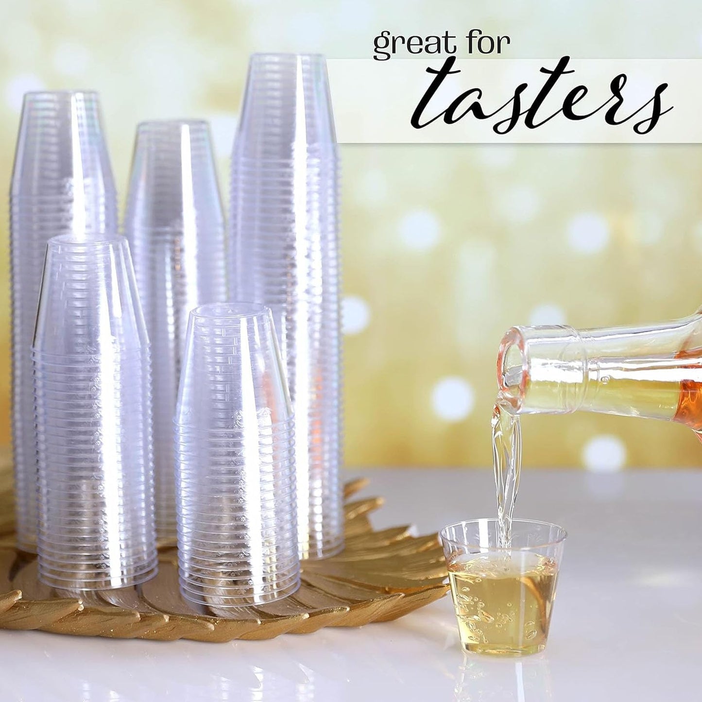 500 Crystal Clear Plastic Shot Glasses 1oz - Mini Disposable Cups for Wine Tasting, Condiments, Party - Clear Shot Cups
