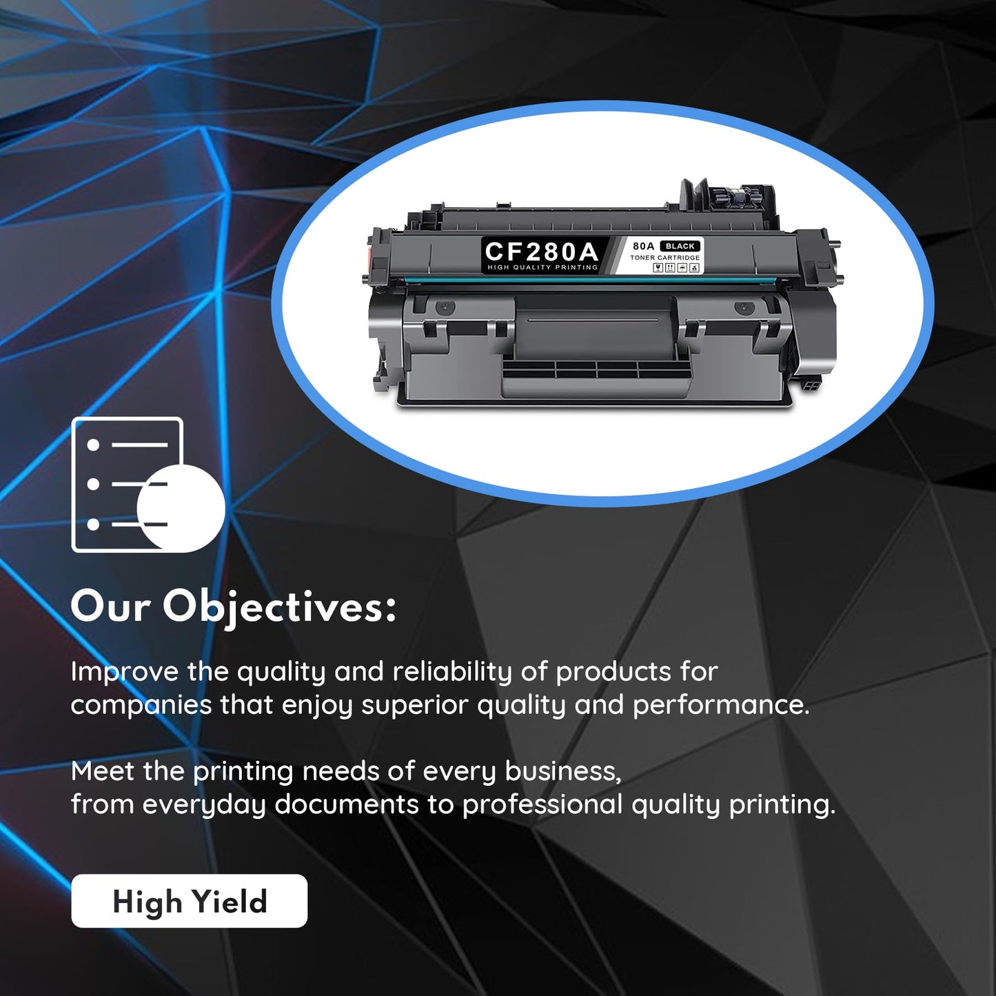 CF280A 80A Toner Cartridge Black High Yield, Replacement for HP 80A CF280AD1 Works with Laser Pro 400 M401n, M401dn, M401dw, M401dne, M425dw; Laser Pro 400 MFP M425dn Printer Cartridge | CF280A-2PK