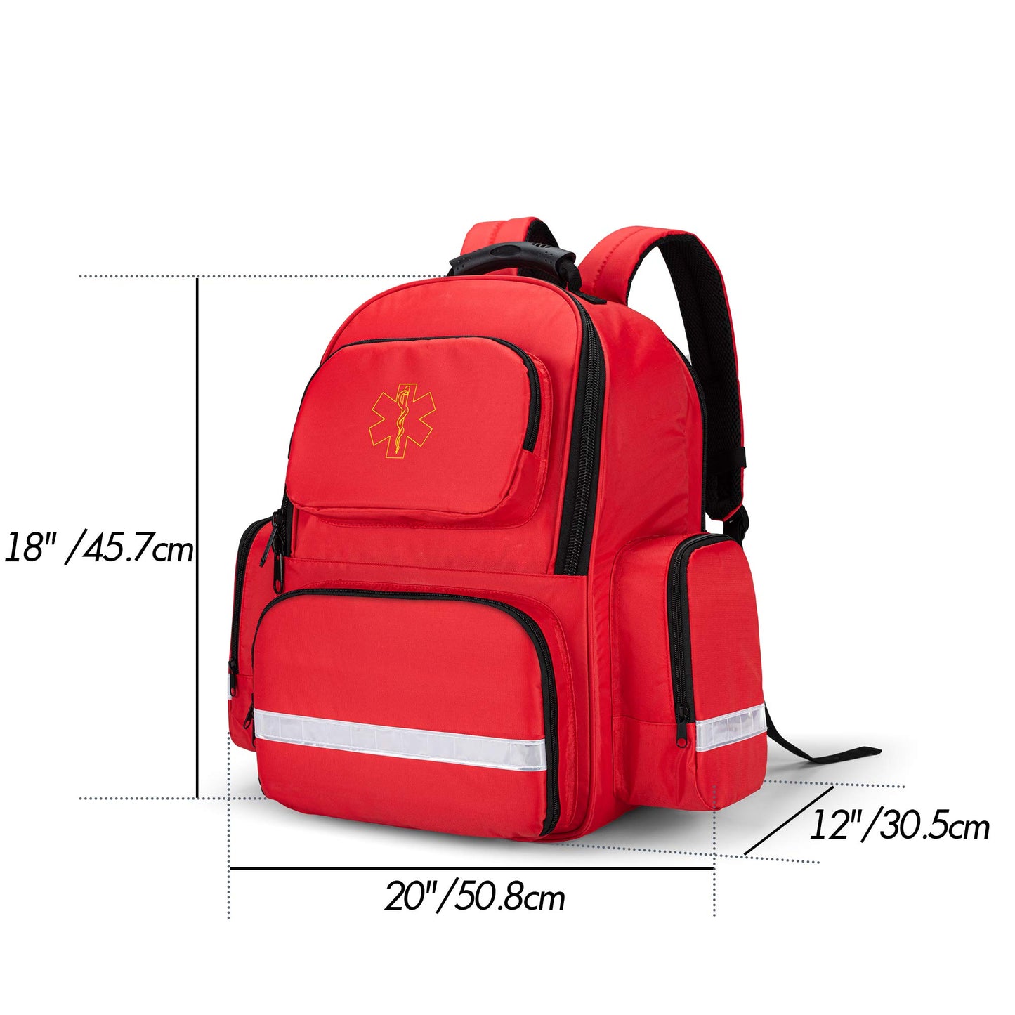 Trunab Large First Responder Bag Trauma Backpack Empty, Emergency Medical Bags Storage Jump Bag Pack for EMT, EMS, Police, Firefighters, Red (Patented Design)