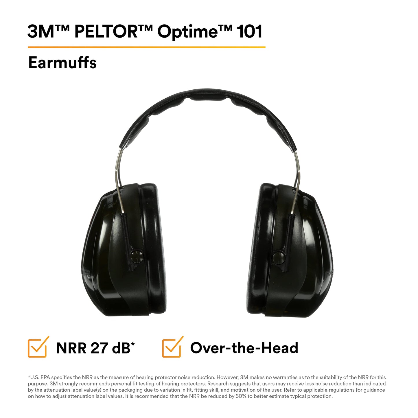 3M Peltor Optime 101 Over-The-Head Earmuffs H7A