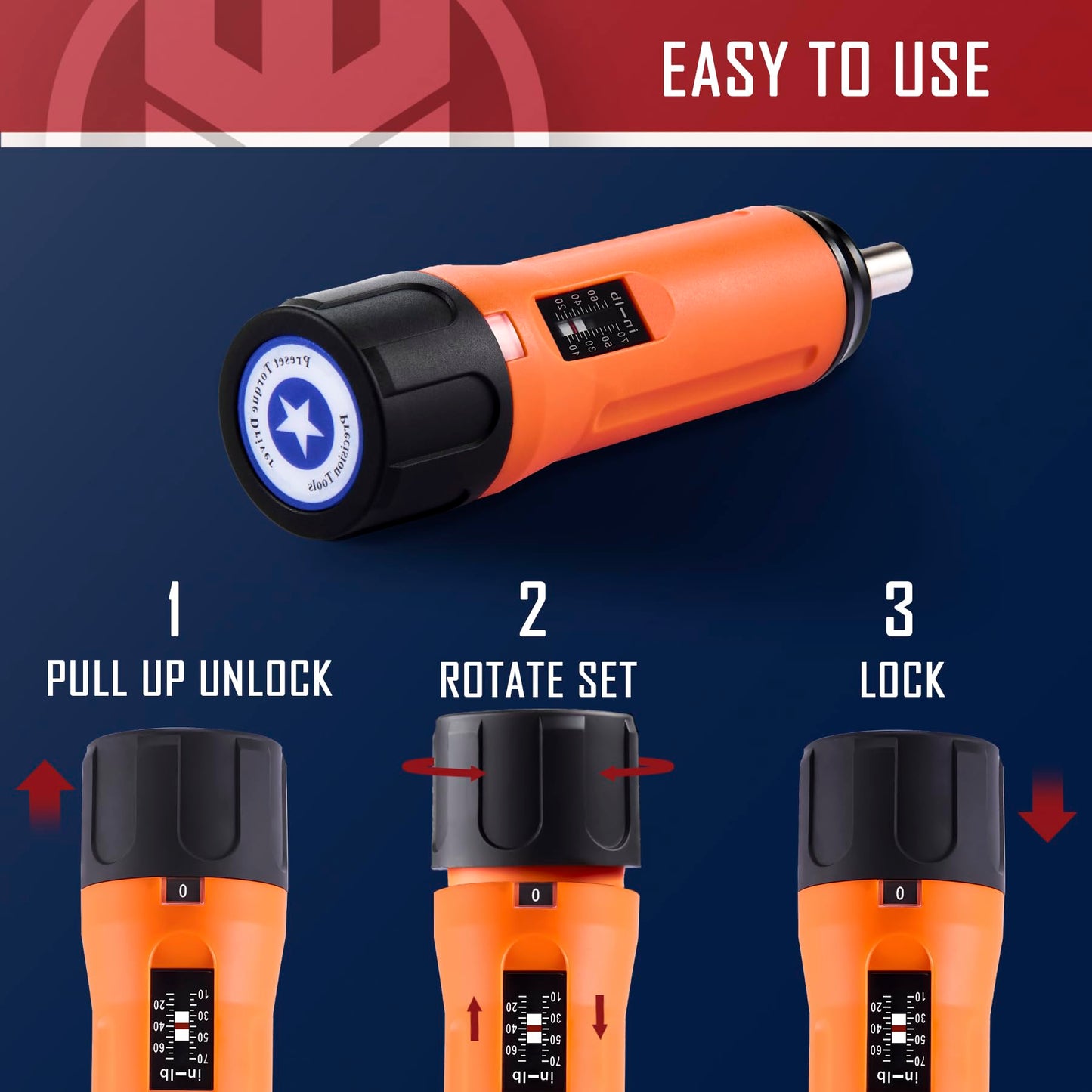KNINE OUTDOORS Torque Screwdriver Wrench Driver Bits Set 10-70 Inch Pounds lbs for Maintenance, Tools, Bike Repairing and Mounting, Orange