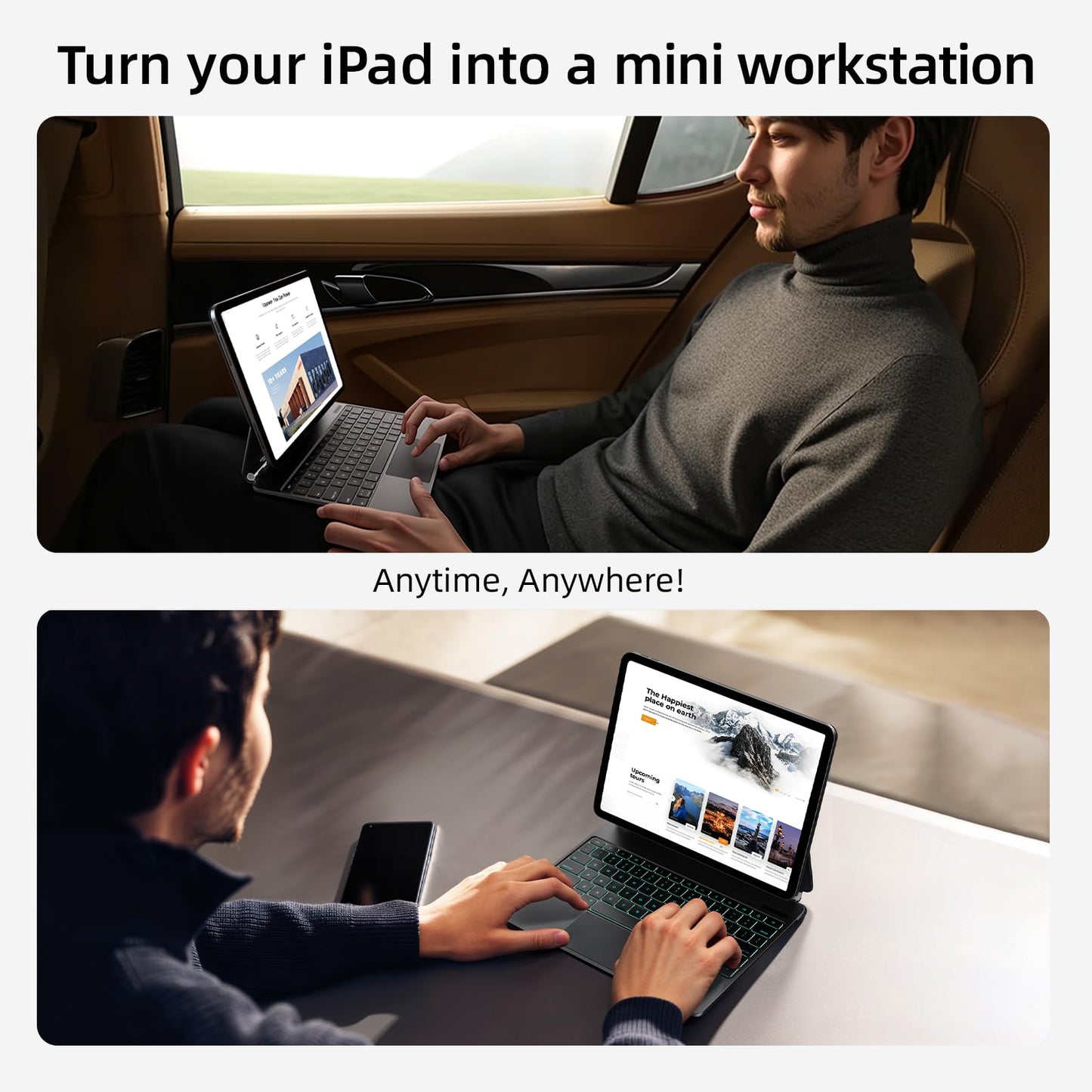 for iPad Pro 13 inch case 2024 with Keyboard M4,Magnetic Attach,Multi-Gesture Trackpad,7-Color Backlit,Shortcut Keys,Auto Sleep/Awake,Magic Keyboard for iPad Pro 13-inch M4 2024,Black