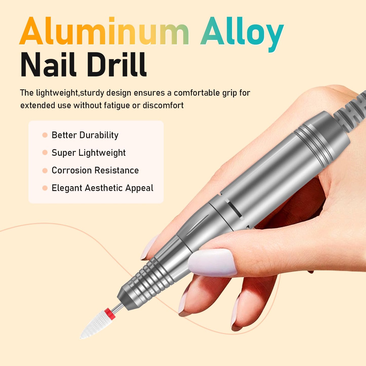 mUGLE Portable Nail Drill Electric File: 35000RPM Professional Rechargeable Nail E File Machine, for Acrylic Nails Gel Polishing Removing, Cordless Efile with Bits Kit for Manicure Salon Home (Pink)