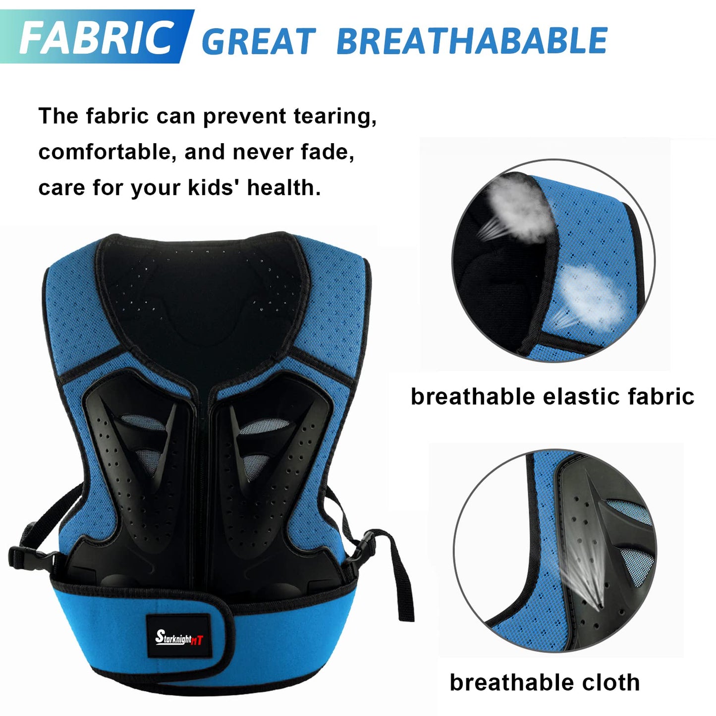 StarknightMT Kids Motorcycle Chest Protector Dirt Bike Youth Riding Spine Back Armor Protection for Motocross Cycling Skateboard,Skiing,Skating,Off-Road （Blue）