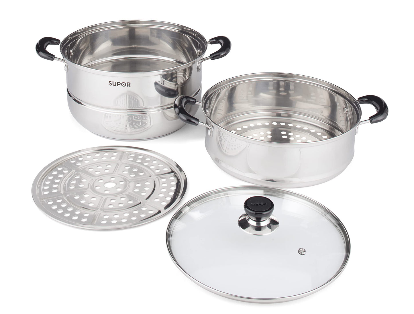 苏泊尔 SUPOR SZ26B5C1 26cm Hao Bang Shou SS 2-Tier Steamer Silver Small