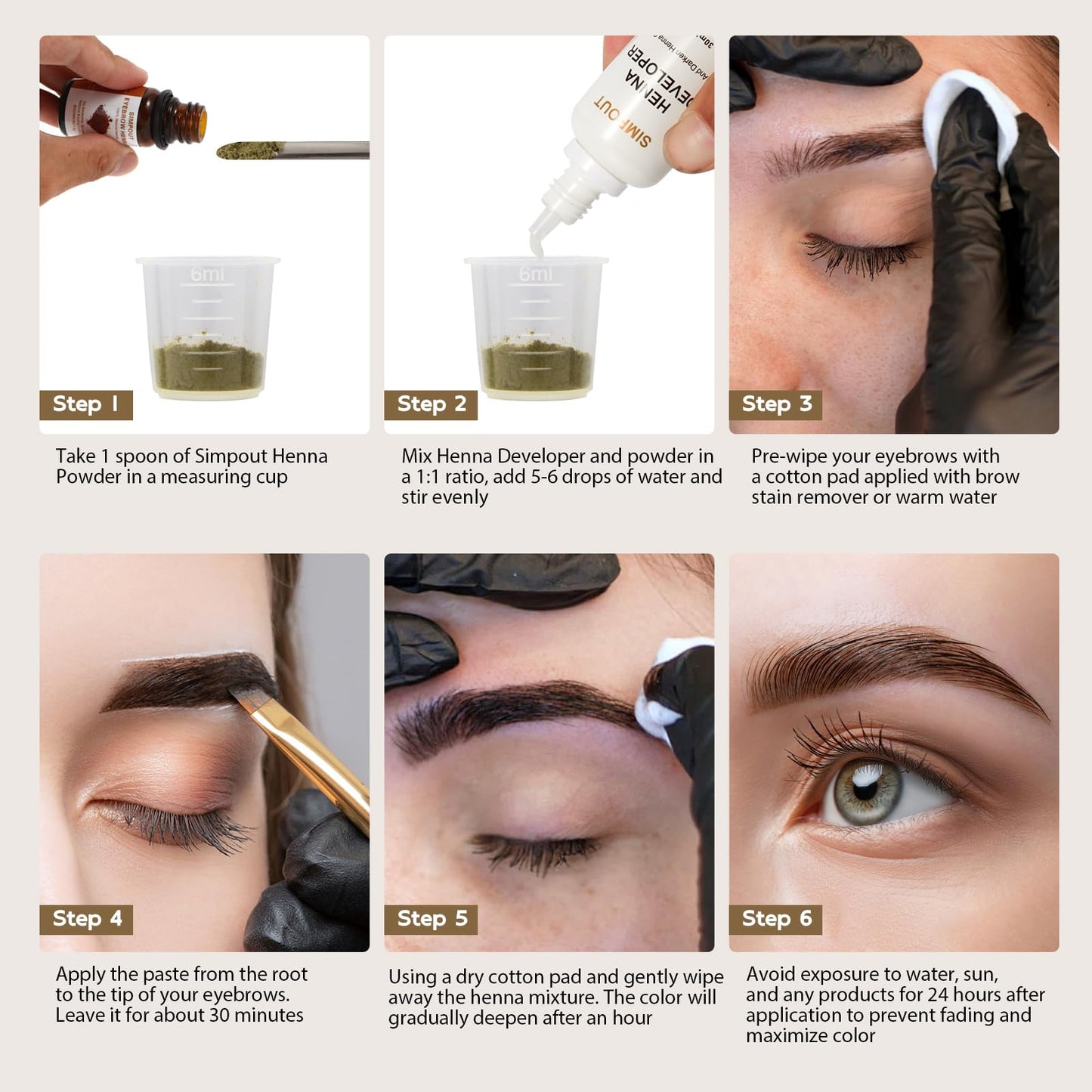 (Upgrade) Simpout Henna Brow Tint Kit - Spot Color Henna Hair Kit with Developer, 100% Natural Root Touch Up, Professional Salon & Home DIY Kit, Easy to Use (Black)