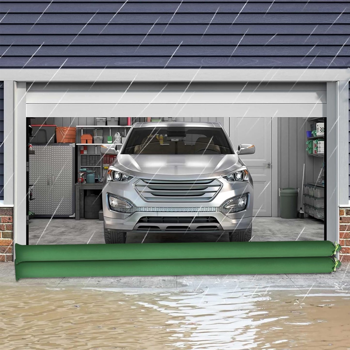 4 Pcs Long Canvas Sandbags Thickened Flood Water Barrier Sand Bags with Elastic Band Reusable Flood Water Barrier Rain Wind Flood Barrier Tube Sandbags for Door Window Flood Control - 7FT×7.5inch