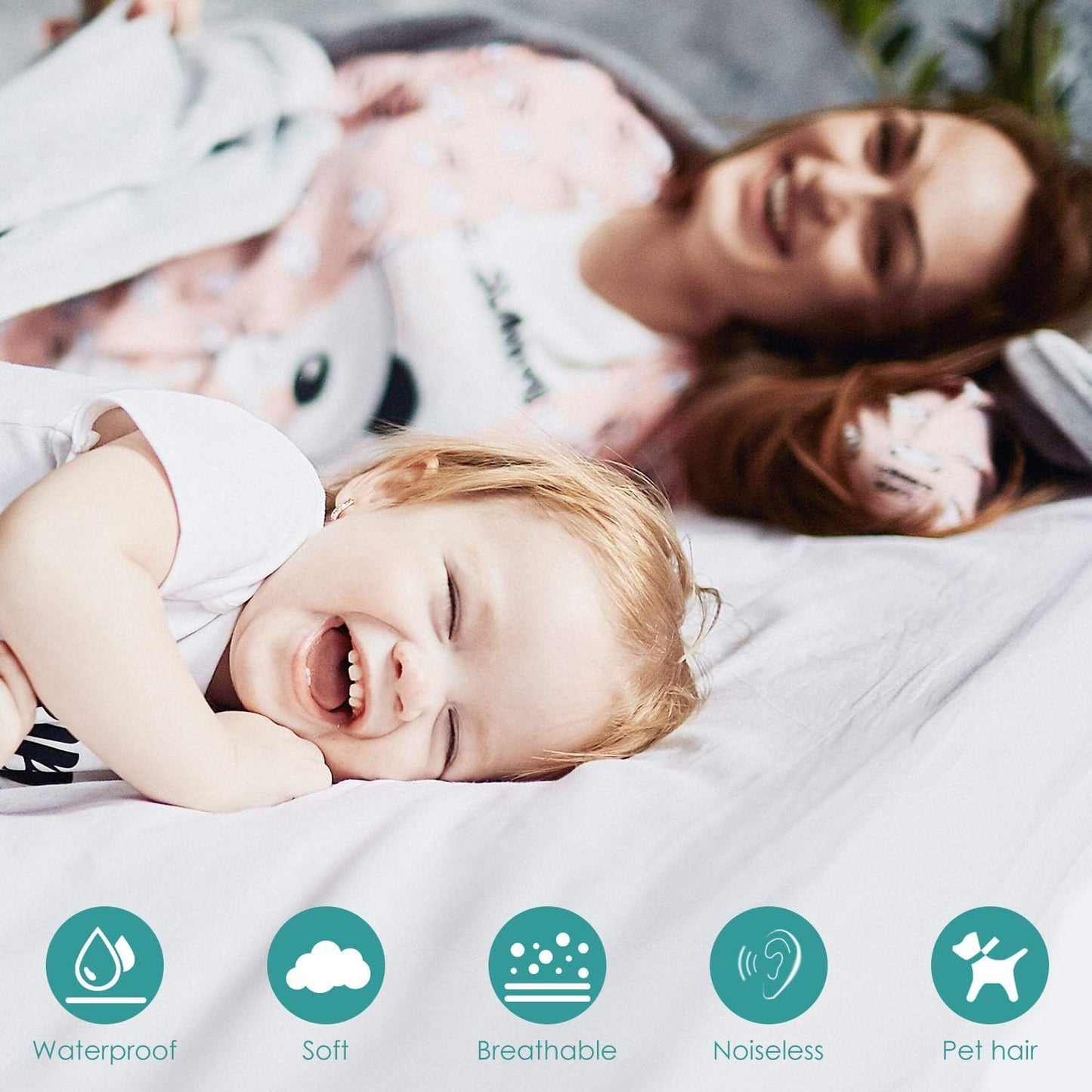 2 Pack Waterproof Mattress Protector, Twin Size Mattress Protector Mattress Cover Pad,Fitted 15" Deep Pocket Bed Cover for Kids Pets Adults,Smooth Breathable Soft Noiseless,38"x 75"