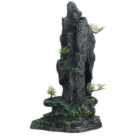 Mairuker Tall Aquarium Decor 14.4inch, Cool Large Fish Tank Decorations Accessories, Resin Mountain View Aquarium Ornament with Tree Hideout Cave, for Fish Shrimp Guppy Play Rest
