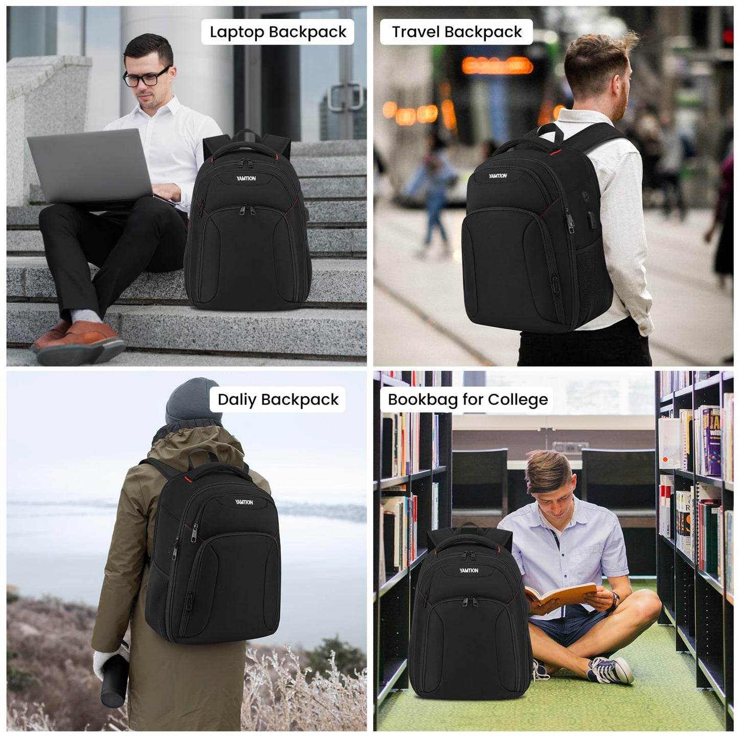 Travel Laptop Backpack,15.6 inch Anti Theft Bussiness Back Pack with USB Charging Port,School Computer Bookbag Fits 17.3 Inch Notebook,Work Backpack for Men Women