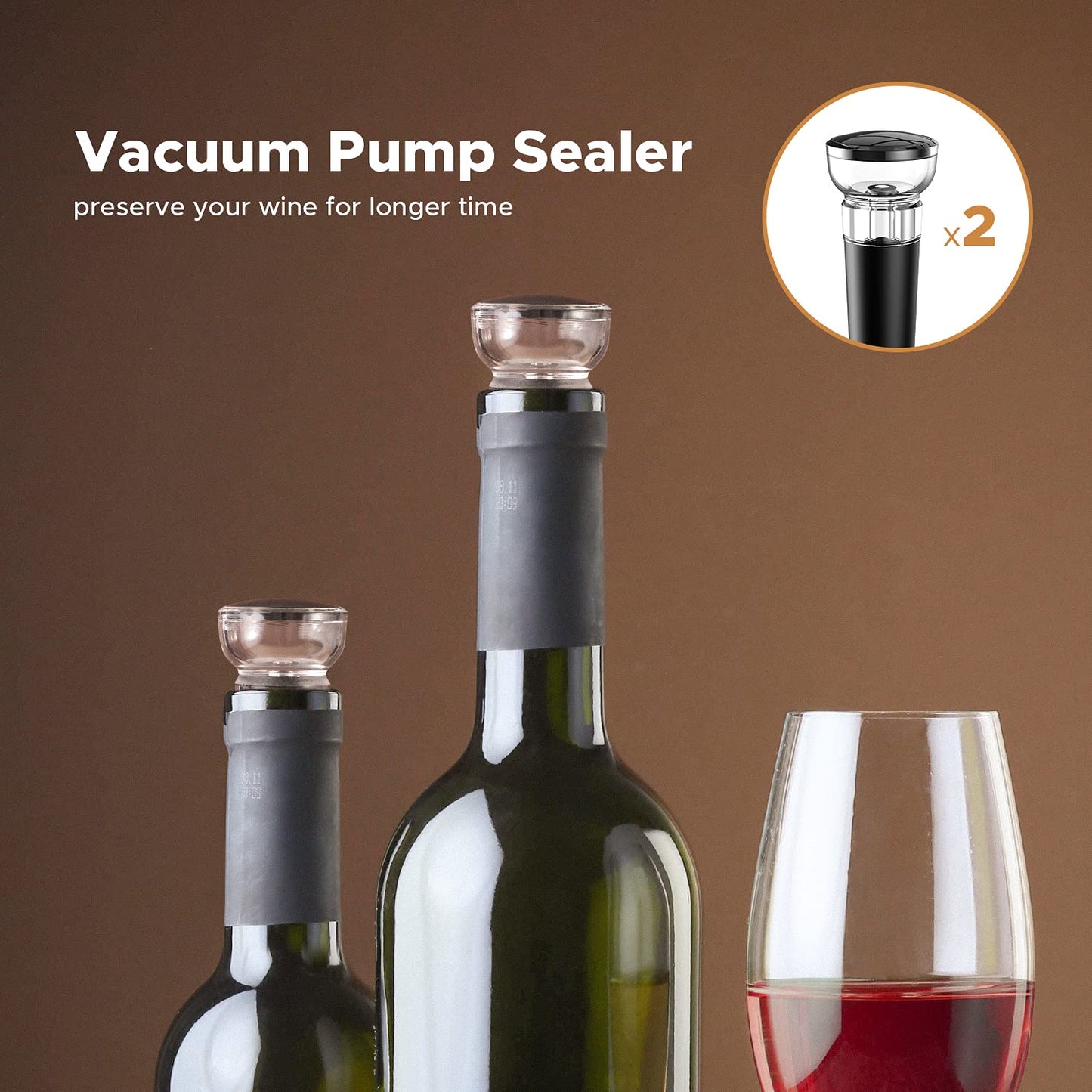 muson Electric Wine Opener, Automatic Corkscrew with Foil Cutter, 2 Vacuum Stopper, Aerator Pourer, Wine Bottle Opener Battery Operated 4-in-1 Gift Set for Wine Lover Home Kitchen