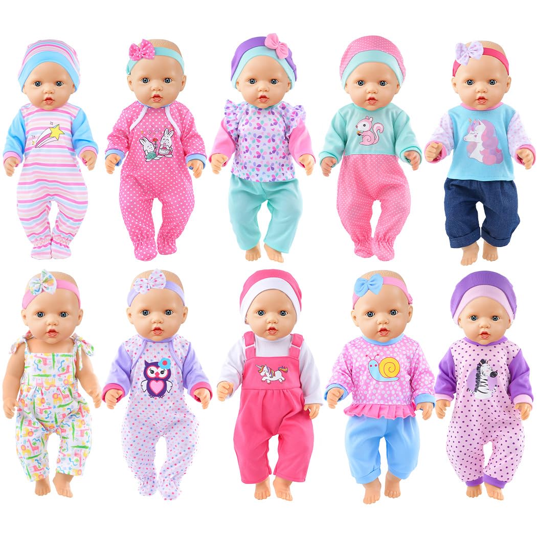 10 Sets Doll Clothes for Baby Dolls – Vibrant Outfit Perfect for 15-16-17 Inch Baby Dolls with Accessories