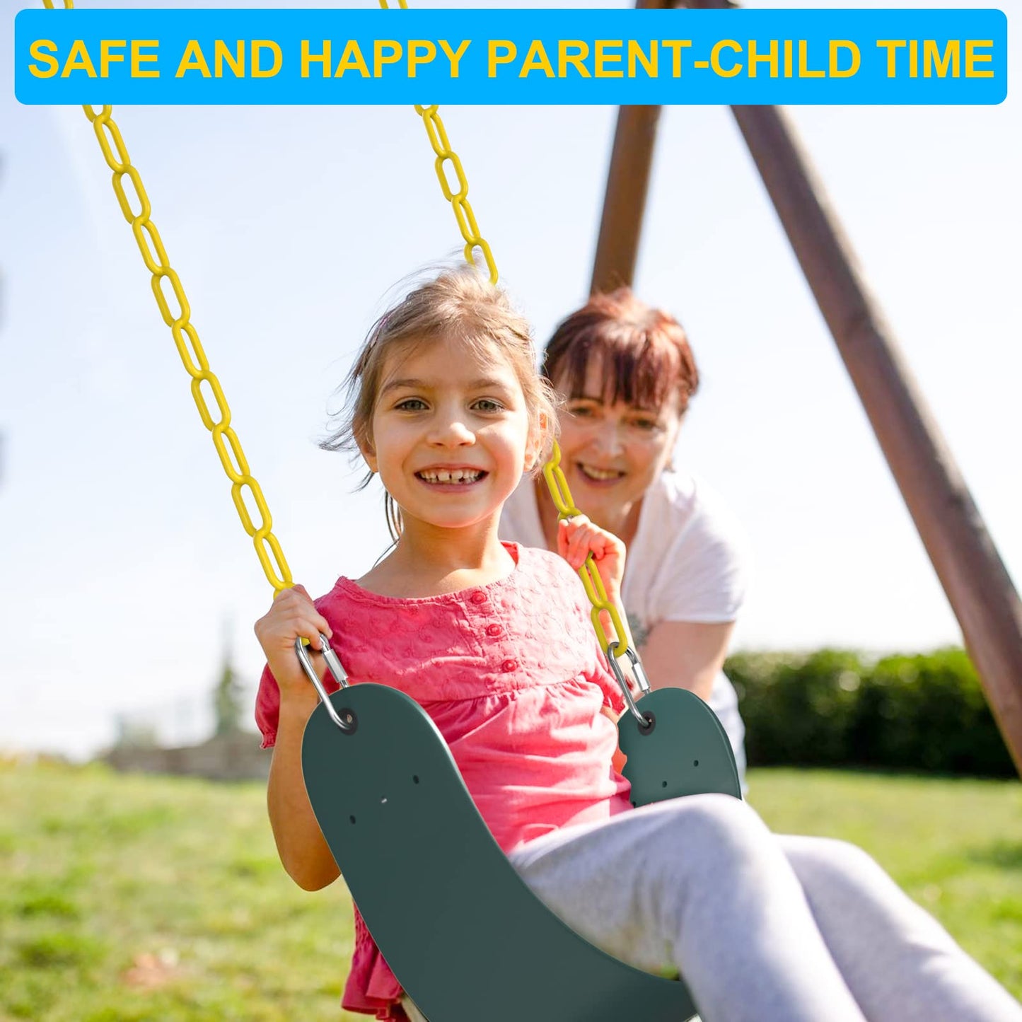 EVA Soft Plastic Swing Set, AGPTEK Swing Seat with 66 Inch Heavy-Duty Rust-Resistant Chains, Suitable for Kids and Adults up to 250 lbs for Outdoors, Playground, Jungle & Gym