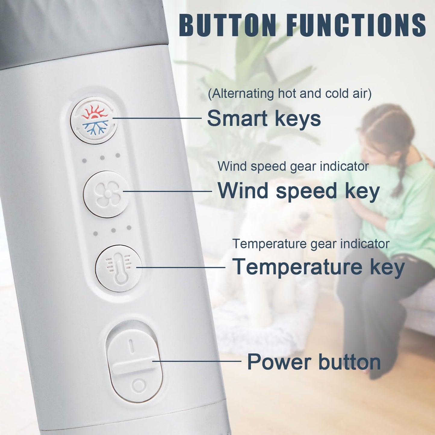 Ownpets 5 in 1 Portable Smart Pet Grooming Hair Dryer, low noise, with dehairing comb, 5 nozzles, 3-speed temperature adjustment, 3-speed wind speed, suitable for dog grooming hair dryer, suitable for home travel use