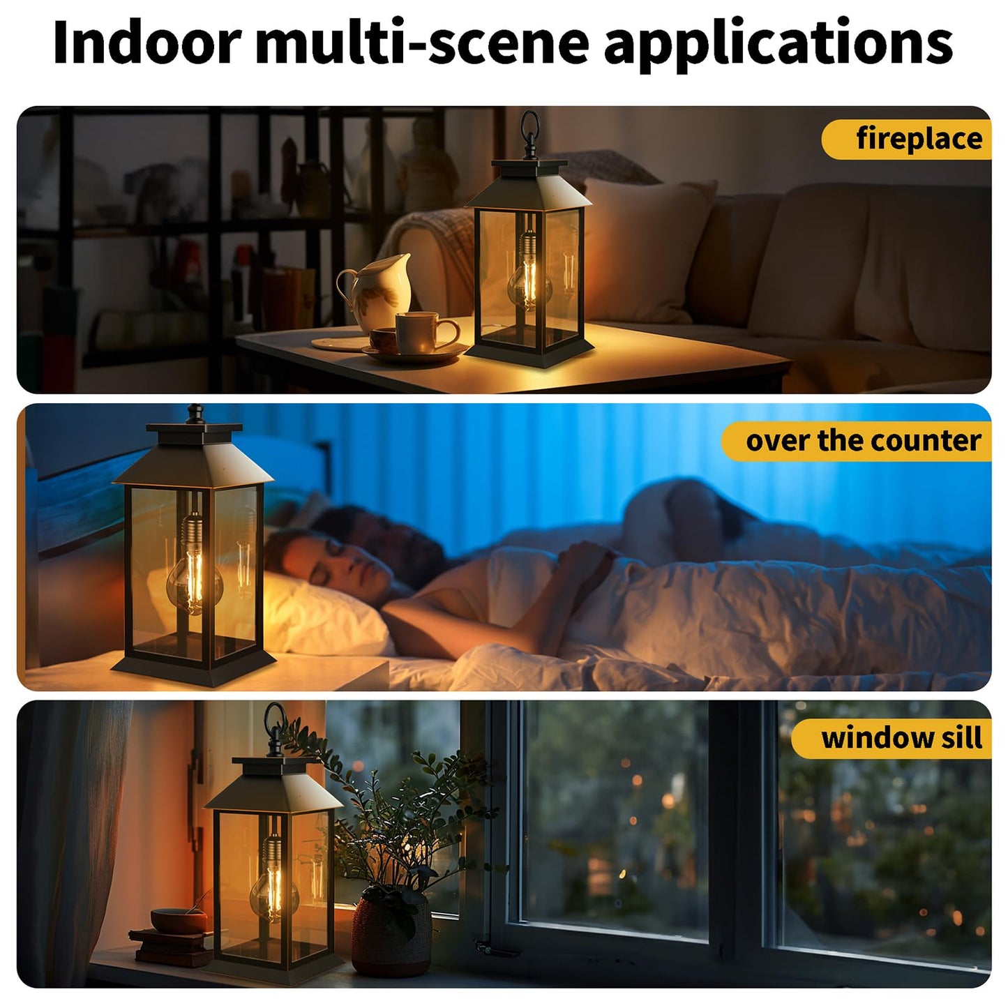 AYTPU 2 Pack Hanging Solar Lanterns Glass Solar Lights Outdoor Waterproof Upgraded Solar and AAA Battery Powered, for Outside Porch, Patio and Indoor Tables, Mantelpiece