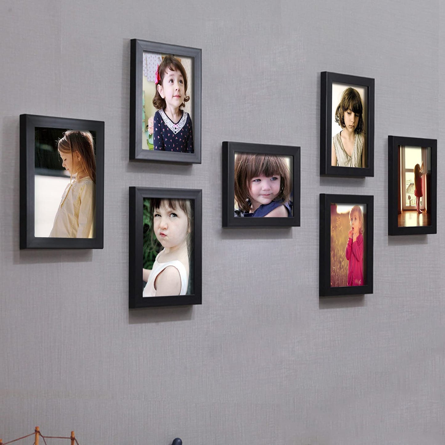 Giftgarden 8x10 Picture Frame Multi Photo Frames Set for Wall or Tabletop Display, 7 Pack, Black