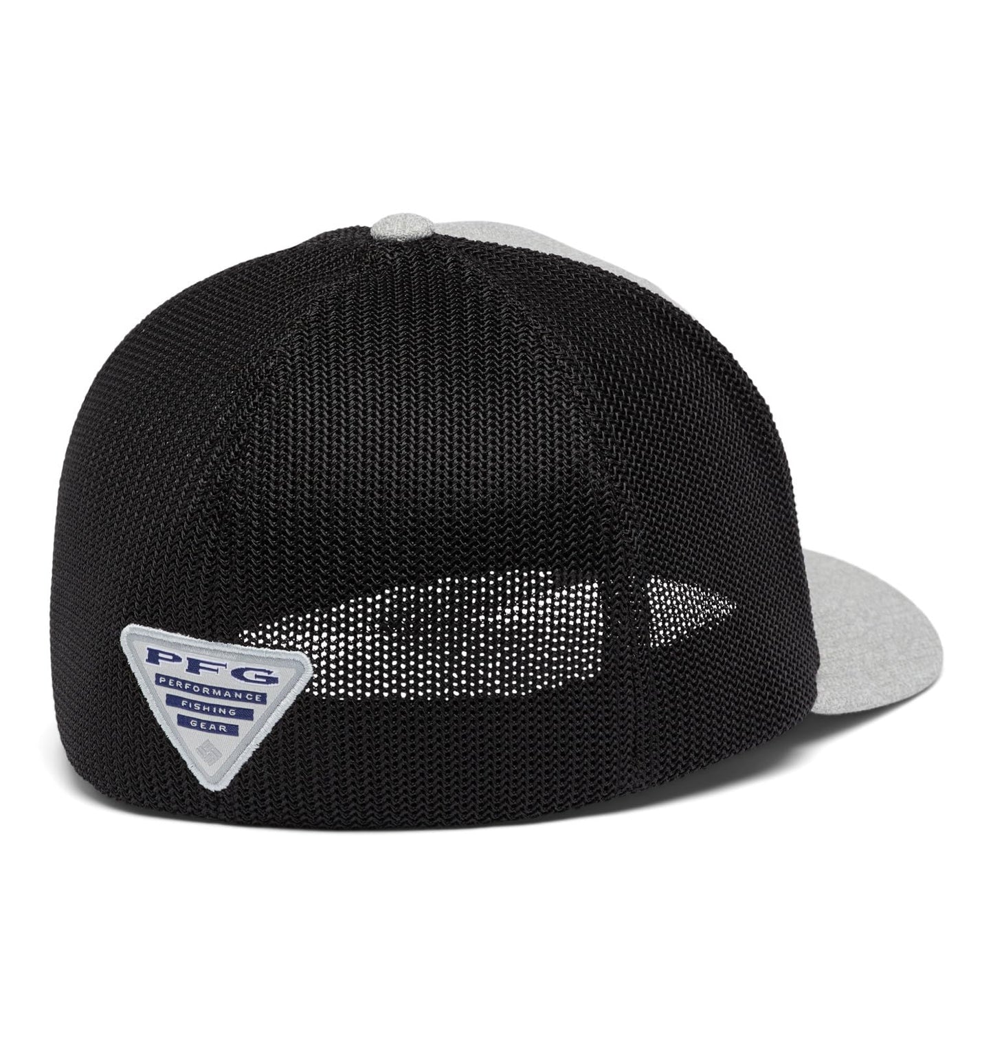 Columbia PFG Leather Fish Flag Mesh Ball Cap, Cool Grey Heather/Black, Small-Medium