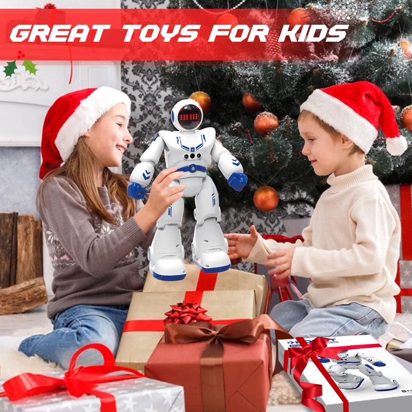 Robot Toys for Kids, Remote Control Robot Kits with RC Smart Gesture Sensing Educational Christmas Birthday Gifts for 4 5 6 7 8 9 10 11 12 Years Old Boys Girls, White