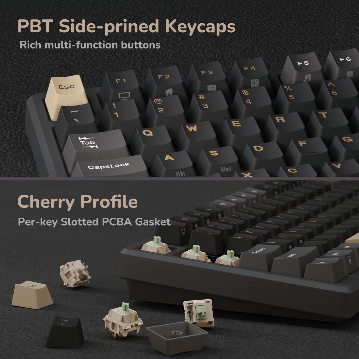 RK ROYAL KLUDGE M75 Wireless Mechanical Keyboard 2.4Ghz/BT5.1/USB-C Gaming Keyboard 75% Layout 81 Keys Gasket Mount with OLED Display & Knob RGB Backlight Hot-Swappable Viridian Switch, Grey