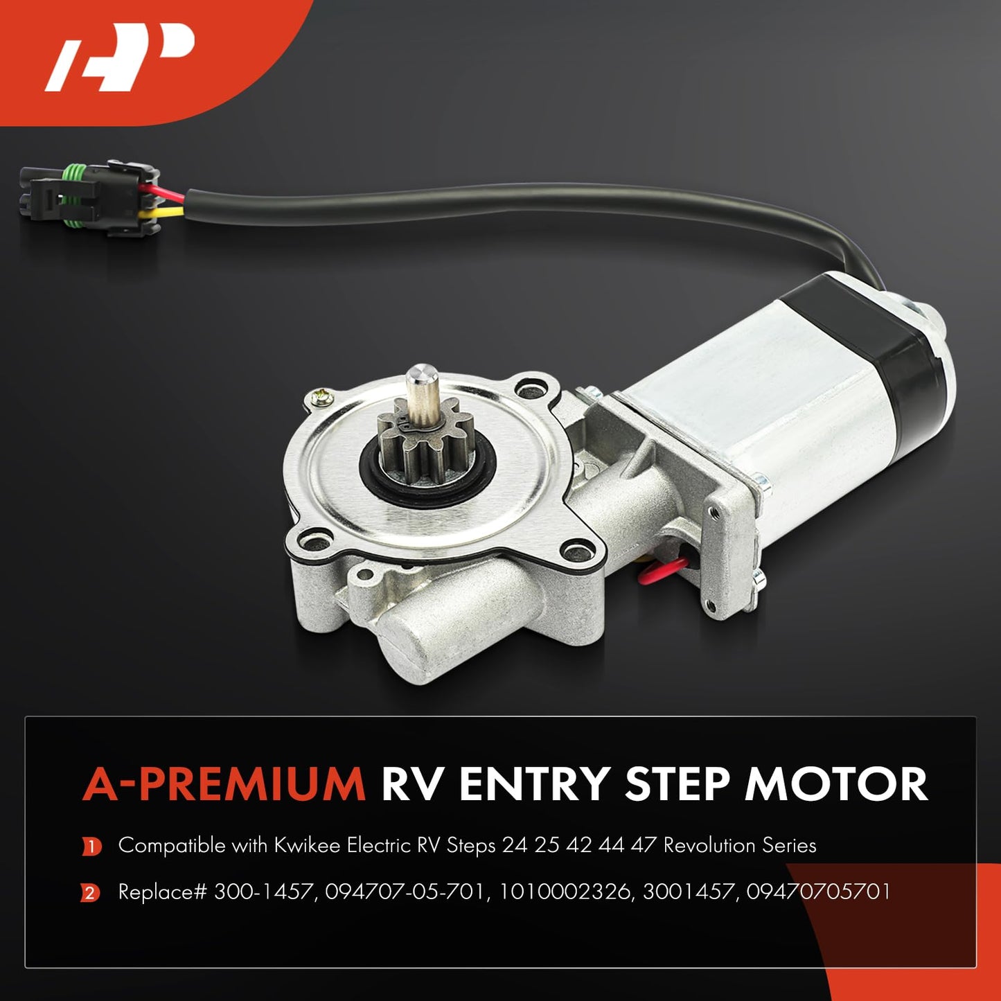 A-Premium RV Entry Step Motor Compatible with Kwikee Electric RV Steps 24 25 42 44 47 Revolution Series, Replace# 300-1457, 094707-05-701, 1010002326