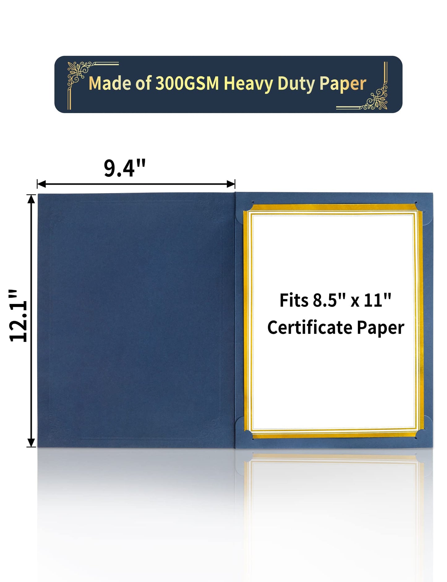 GNL Certificate Holders - 50 Packs Navy Blue Diploma Holders, Certificate Covers with Gold Foil Border, for Letter Size 8.5 x 11 Certificate Paper, Award, Graduation, Documents