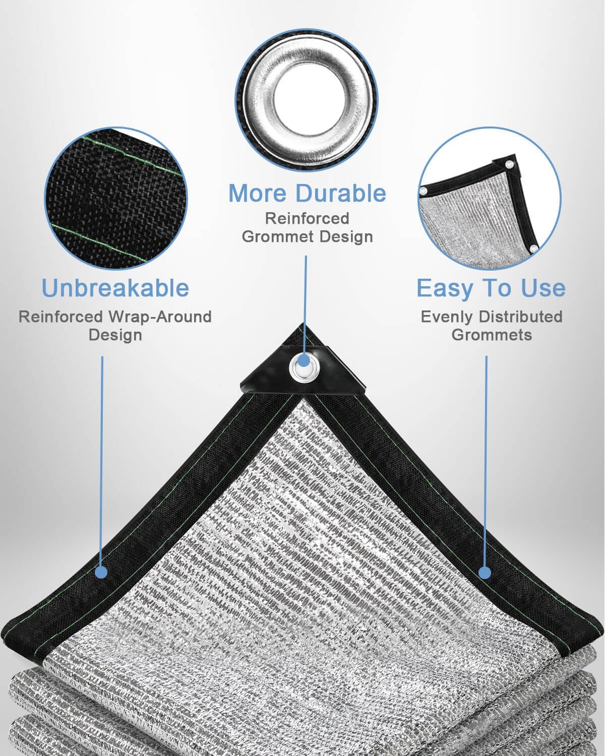 vensovo 70% Aluminet Shade Cloth - 10x14FT Reflective Aluminium Shade Netting Sun Shade Cover with Grommets for Cars, Dogs, Outdoor, RV, Patio