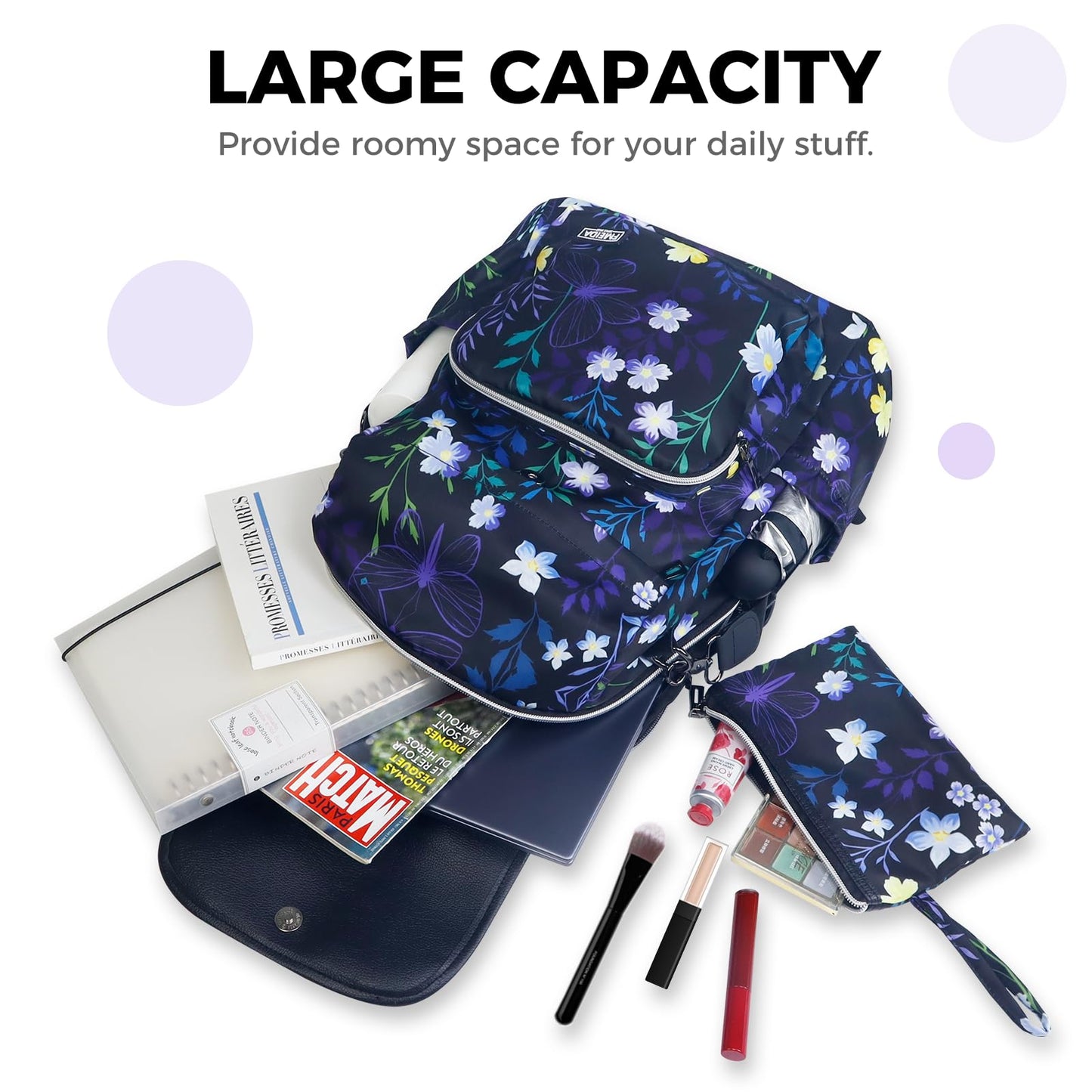 Fmeida Backpack for Women 14" Travel Laptop Backpack with Extra Small Wristlet Wallet Sac a Dos Femme Casual Daypack School