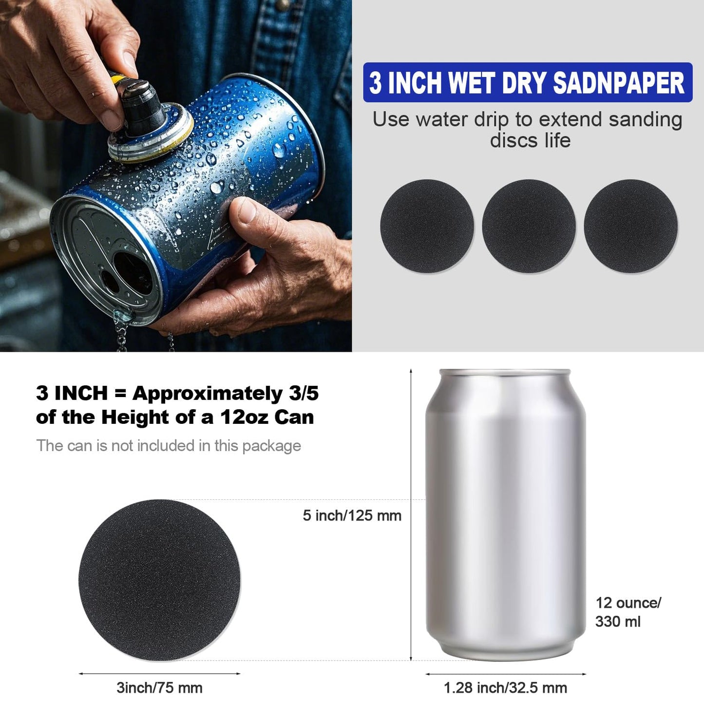 133 PCS Sanding Disc Drill Polishing Kit Sanding Attachment, 3 Inch Wet Dry Headlight Restoration Kit, Hook and Loop Sandpaper Pad with Rotary Tools for Car Wood Metal Glass Resin Expoxy 60-10000 Grit