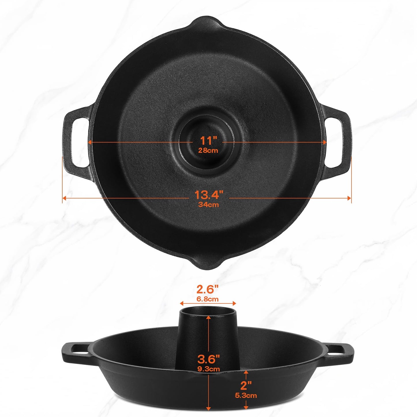 Onlyfire Universal Cast Iron Chicken Roaster, Pre-Seasoned Poultry Roaster Beer Can Turkey Holder with Roasting Pan for Most Grills and Oven