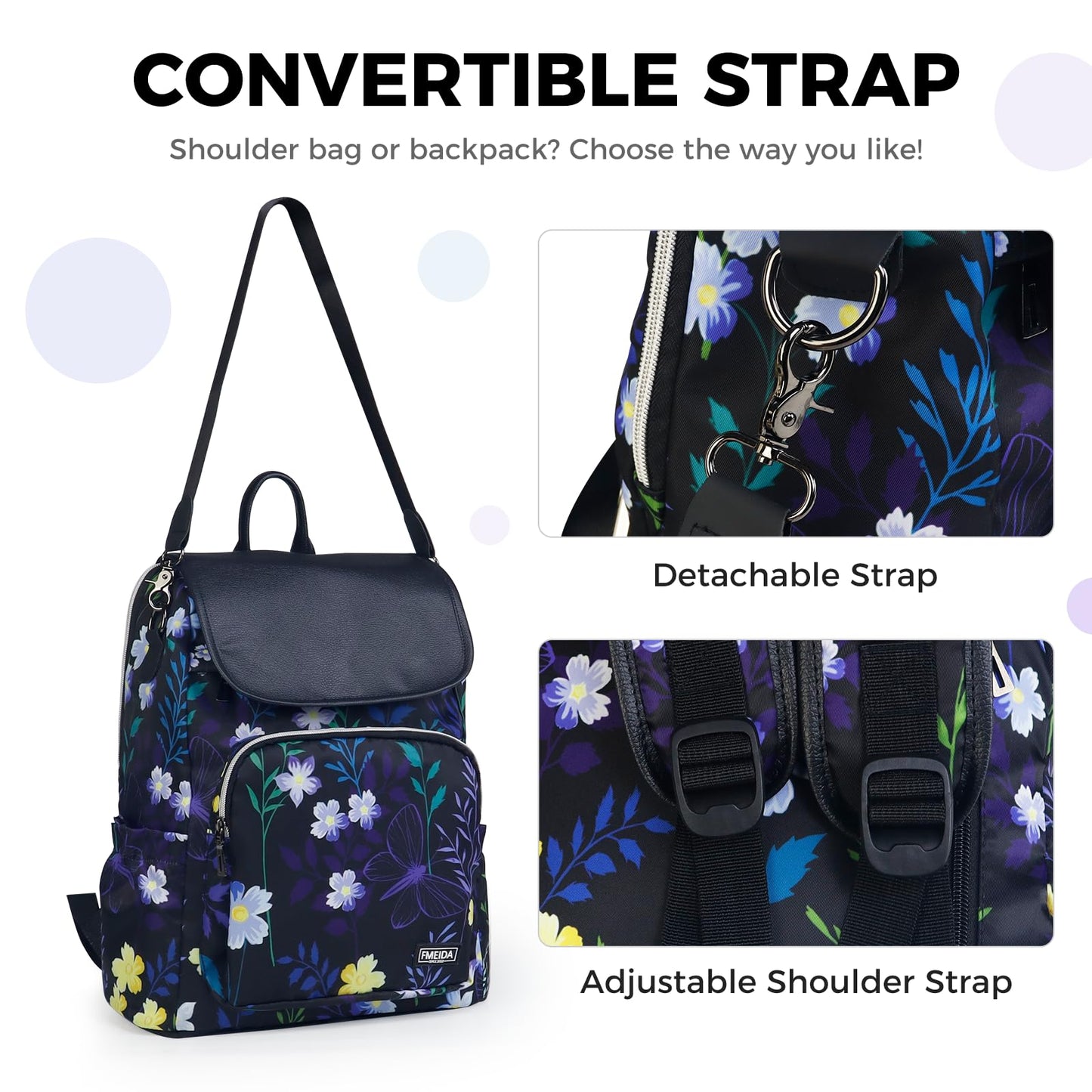 Fmeida Backpack for Women 14" Travel Laptop Backpack with Extra Small Wristlet Wallet Sac a Dos Femme Casual Daypack School