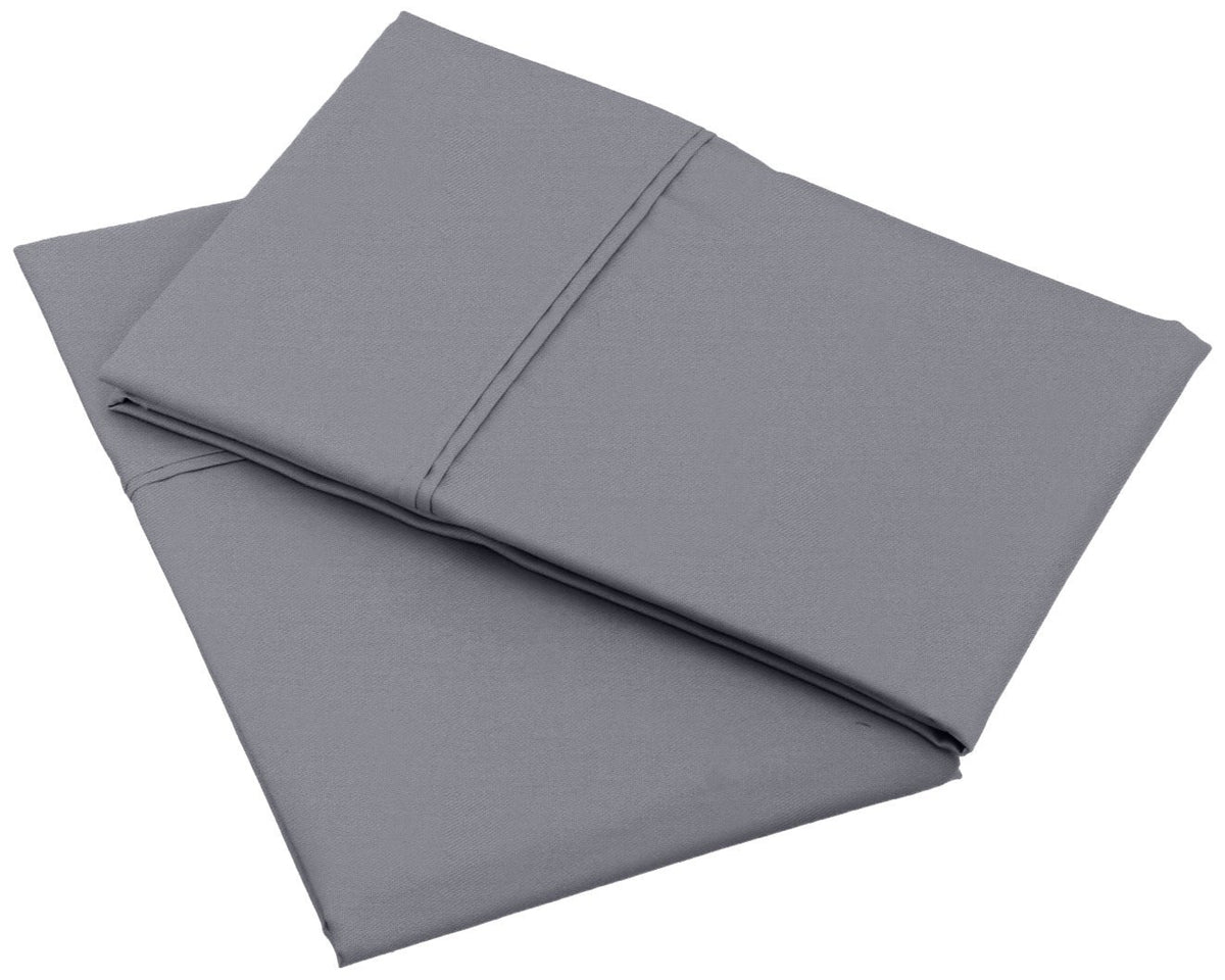 Amazon Basics 400 Thread Count Cotton Pillow Cases, King, Set of 2, Dark Grey, Pillows Not Included