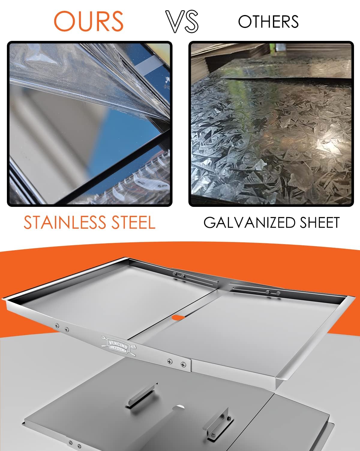 Vencino Stainless Steel Grill Grease Tray with Catch Pan - Adjustable Drip Pan for 4/5 Burner Gas Grill Models from Dyna Glo, Nexgrill, Expert Grill, BHG and More (24"-30")