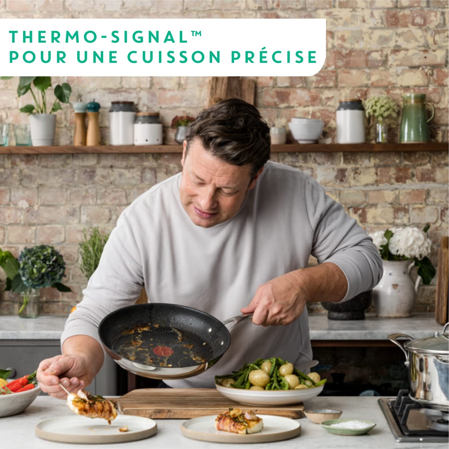 Jamie Oliver by Tefal Cooks Direct Stainless Steel 20cm/8inch Frying Egg pan, Non Stick Frying pan