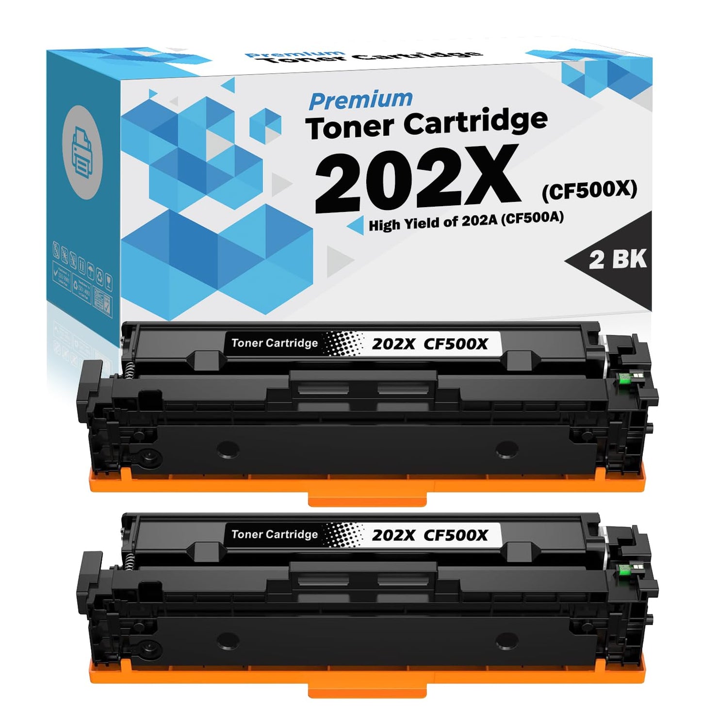 Ultra Toner® Compatible Replacement for HP 202X CF500X 202A CF500A Black Toner Cartridge High Yield for HP Color LaserJet Pro M253 M254nw M281fdn MFP M281fdw M254DW M280NW (2BK)