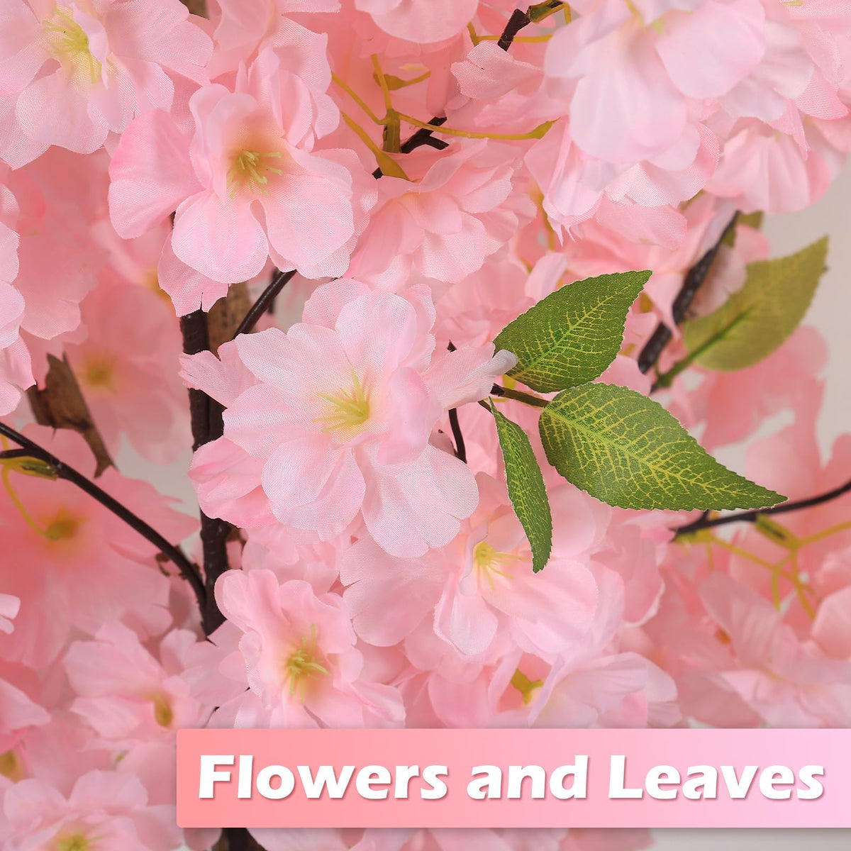 OUSHENG 2 Pack Artificial Cherry Blossom Tree, Fake Plants Indoor Decor, Faux Pink Sakura Flowers for Living Room Home House Entryway Bedroom Office Inside Decorations, 4FT