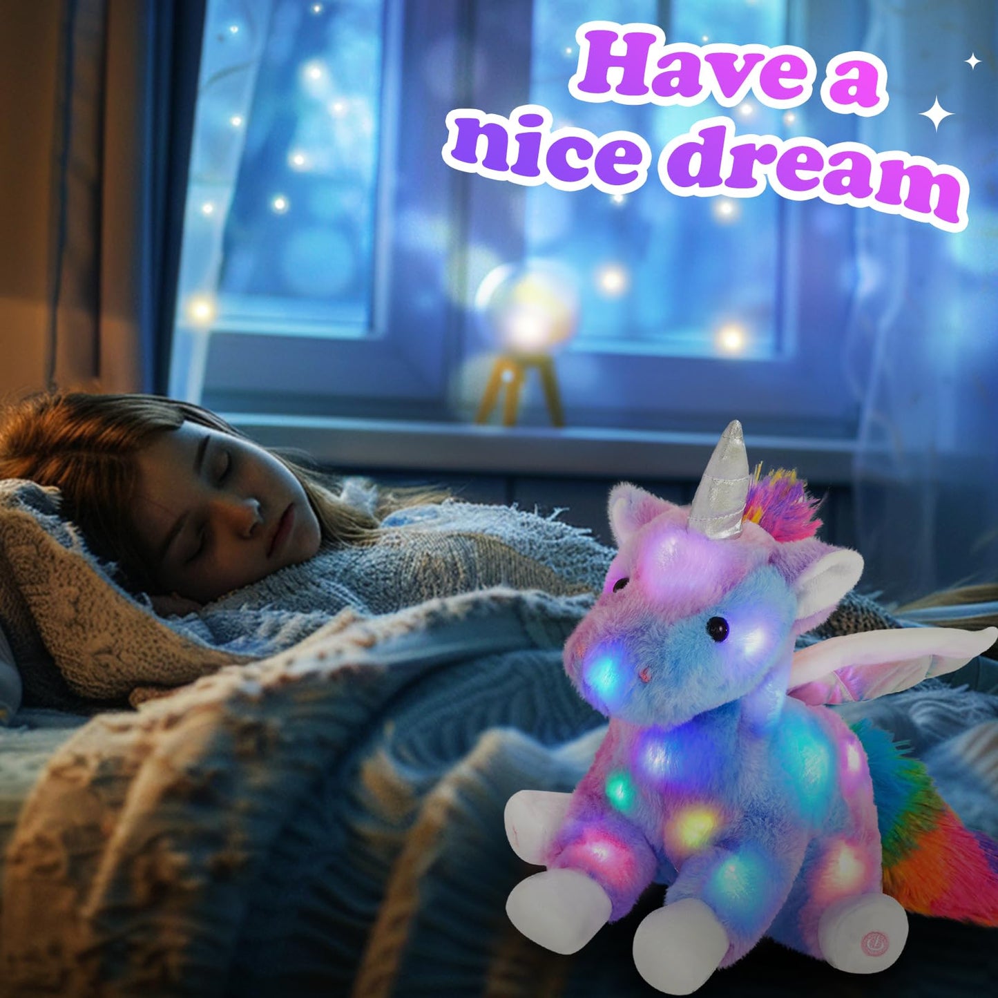 CozyWorld 42CM Unicorn Light up Unicorn Stuffed Animal Glowing Soft Plush Toys Decor Birthday Christmas Children's Day Gifts for Toddlers Boys Girls Kids
