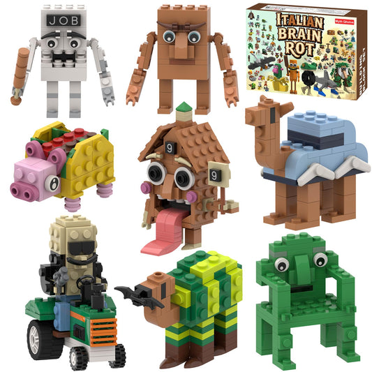 Myth Qholve Italian Brain Rot Unique Cartoon Characters Building Blocks 8 in 1 Educational & Entertaining Gift Idea for Adults