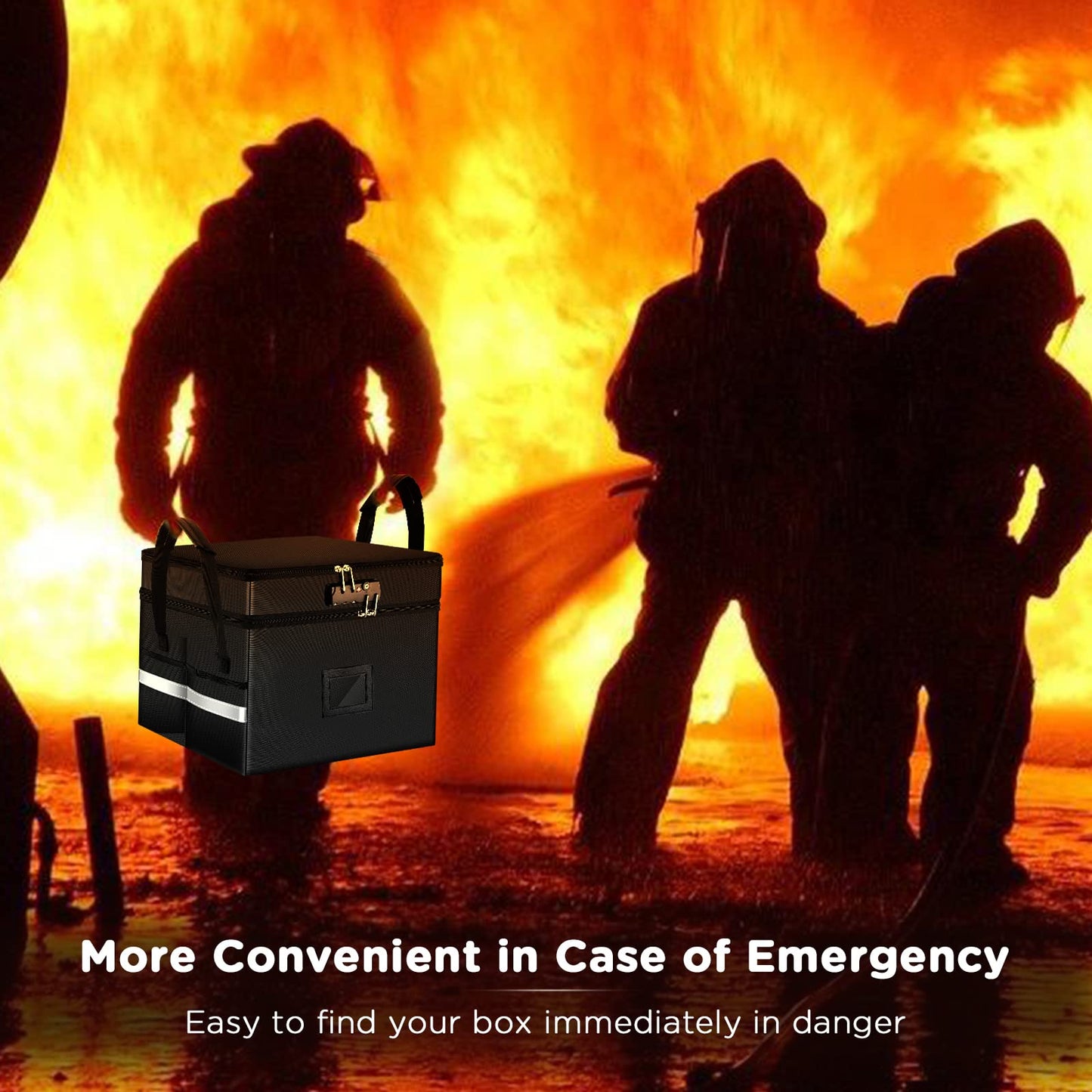 1.6 cu ft Fireproof Filing Cabinet(2012℉) with Double Lock, 2 Layer Portable File Organizer Box with 5 Pockets File Folder & Handle, Collapsible Document Organizer for Hanging Letter/Legal Folder