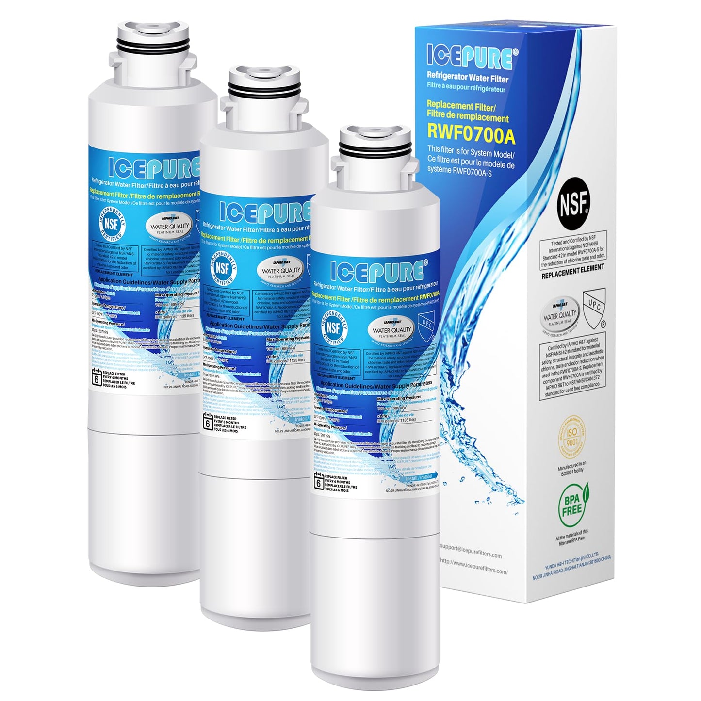 ICEPURE DA29-00020B Replacement for Samsung Water Filter HAF-CIN/EXP HAF-CIN DA29-00020B-1 RF28HMEDBSR RF263BEAESR RS25J500DSR RF263TEAESG RWF0700A HDX FMS-2 DA97-08006A-1 RF4287HARS RF28HFEDBSR 3PACK