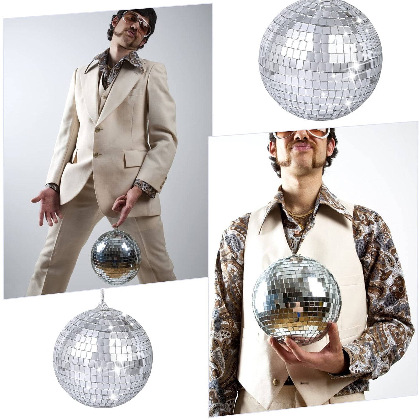 8 Pieces Mirror Disco Balls Silver Hanging Disco Light Mirror Ball for Retro Party, Fun Party, Home Bands Decorations