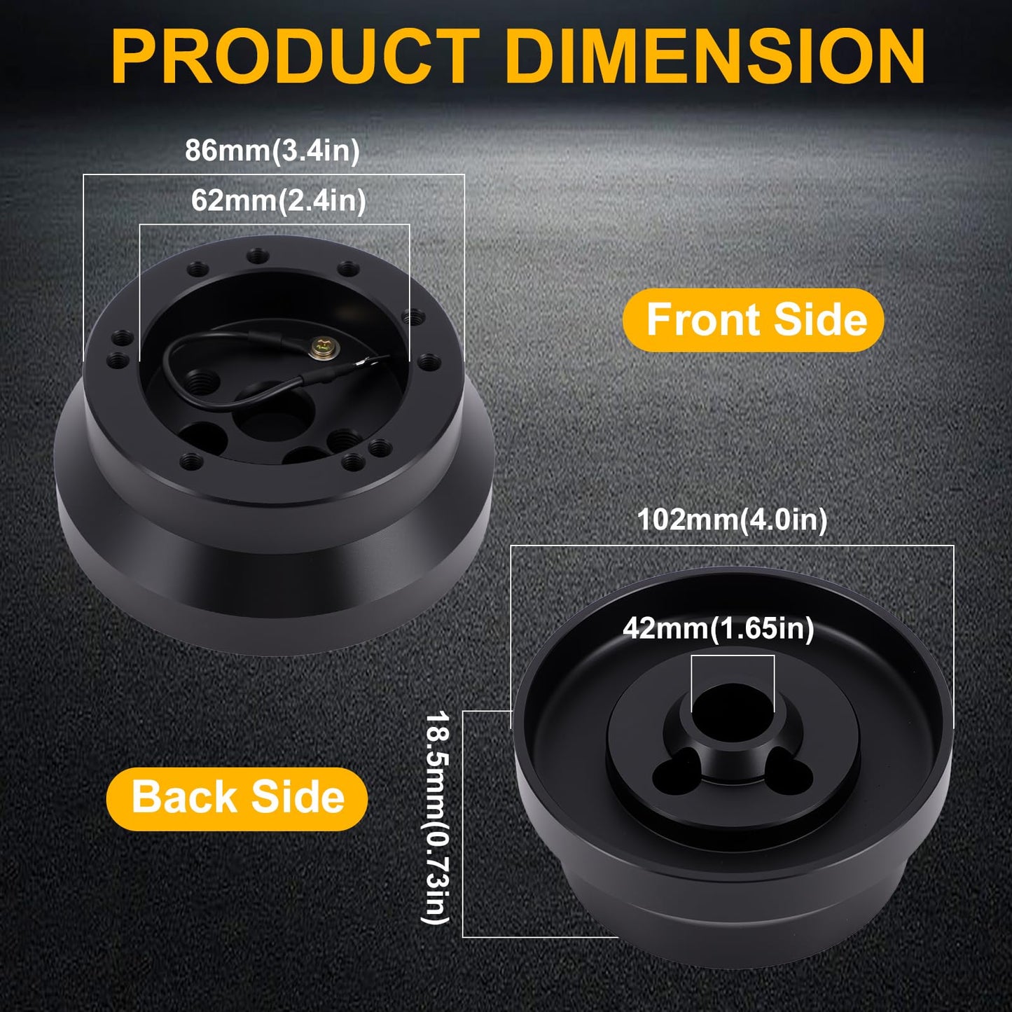 KIMISS 5/6 Hole Aluminum Steering Wheel Short Hub Adapter Kit - Quick Release Hub Adapter Direct Fit for GM Trucks 1982-1994, Racing Style, Easy Installation Easy Install Steering Wheel Kit (Black)