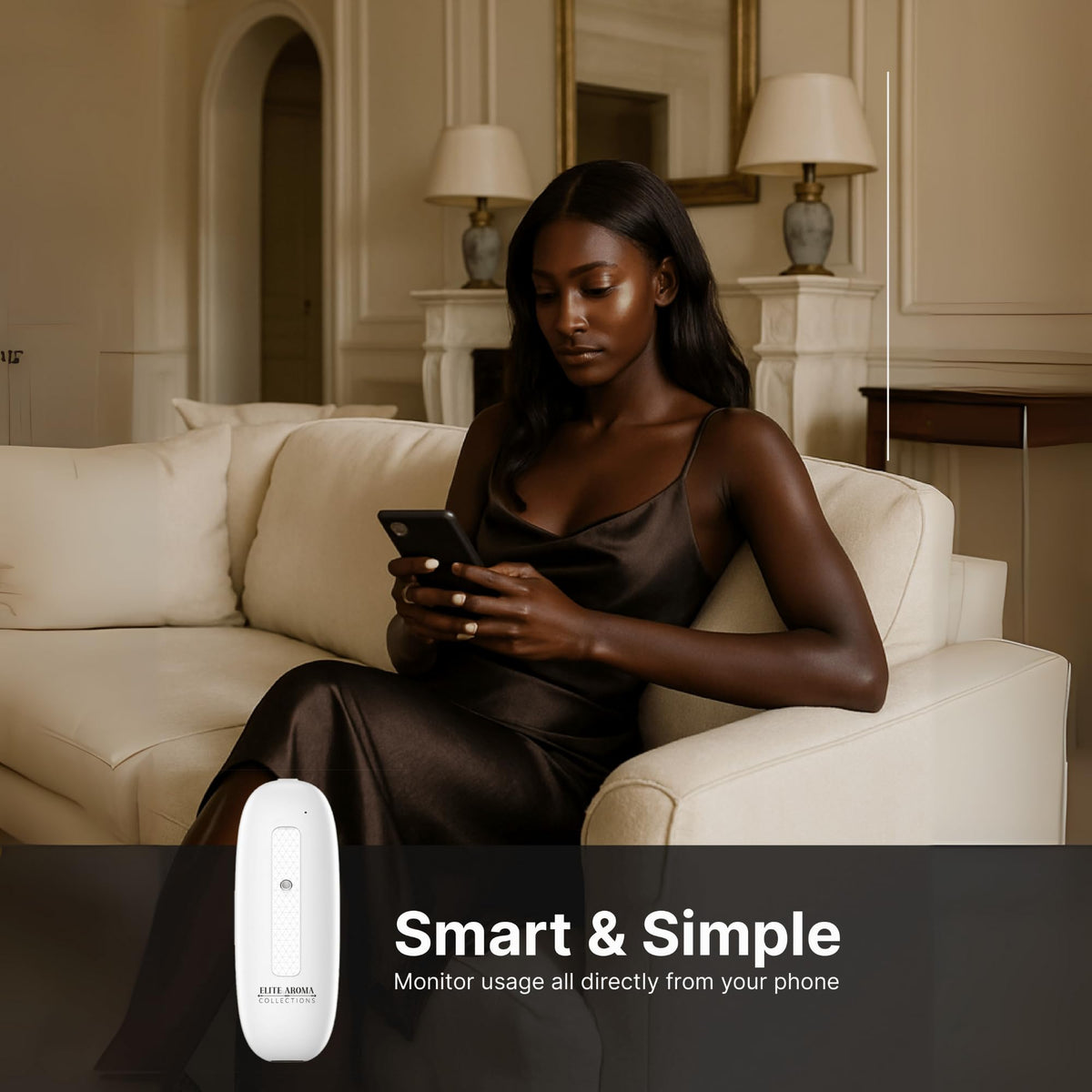 Waterless Essential Oil Diffuser (No Water Needed) – Elite Aroma Collection App-Controlled Cold-Air Scent Diffuser, 100mL, 300m² Coverage, Quiet for Home Spa Hotel Office
